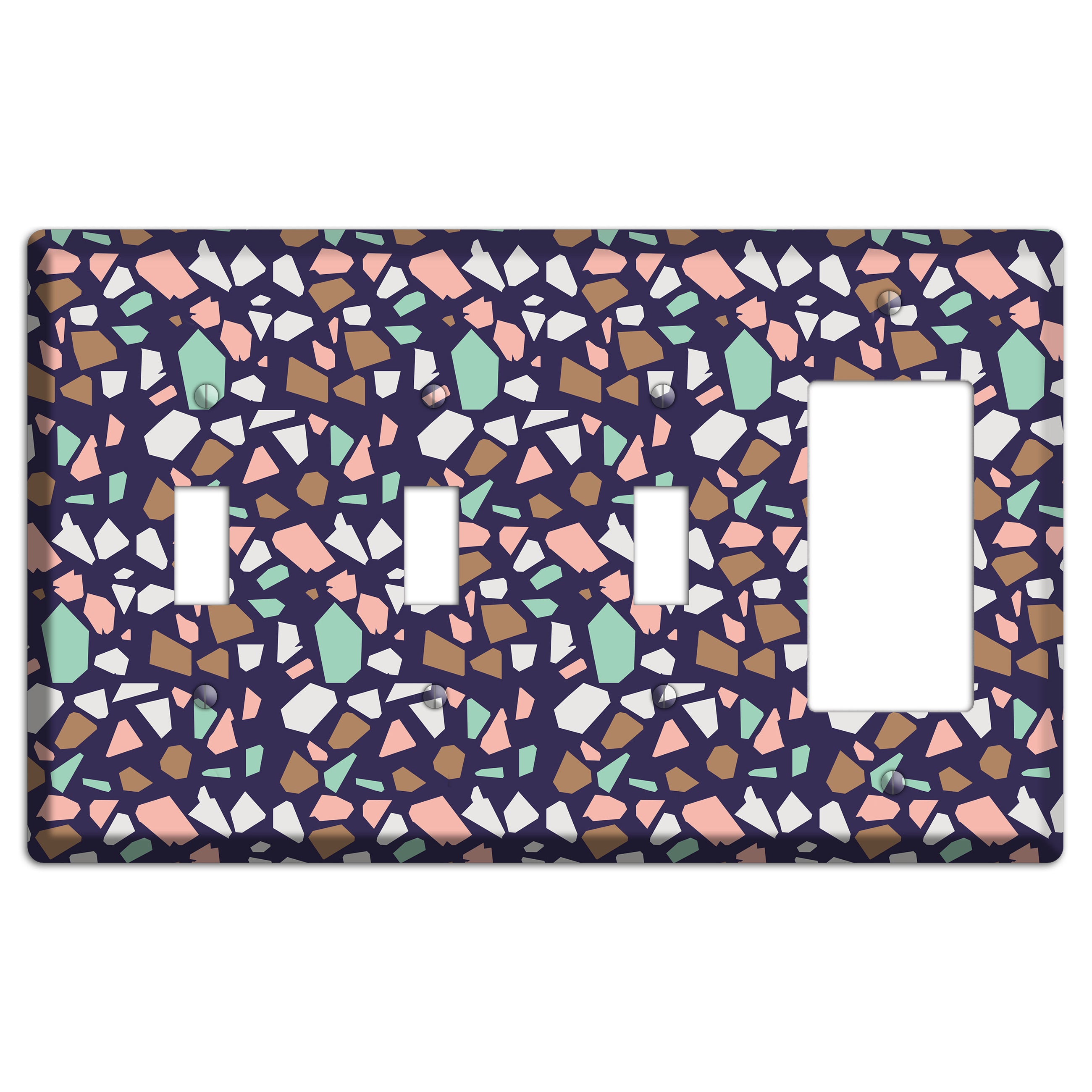 Midnight Mosaic 3 Toggle / Rocker Wallplate