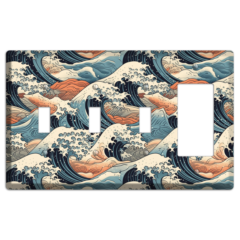 Crashing Tide Scroll 3 Toggle / Rocker Wallplate