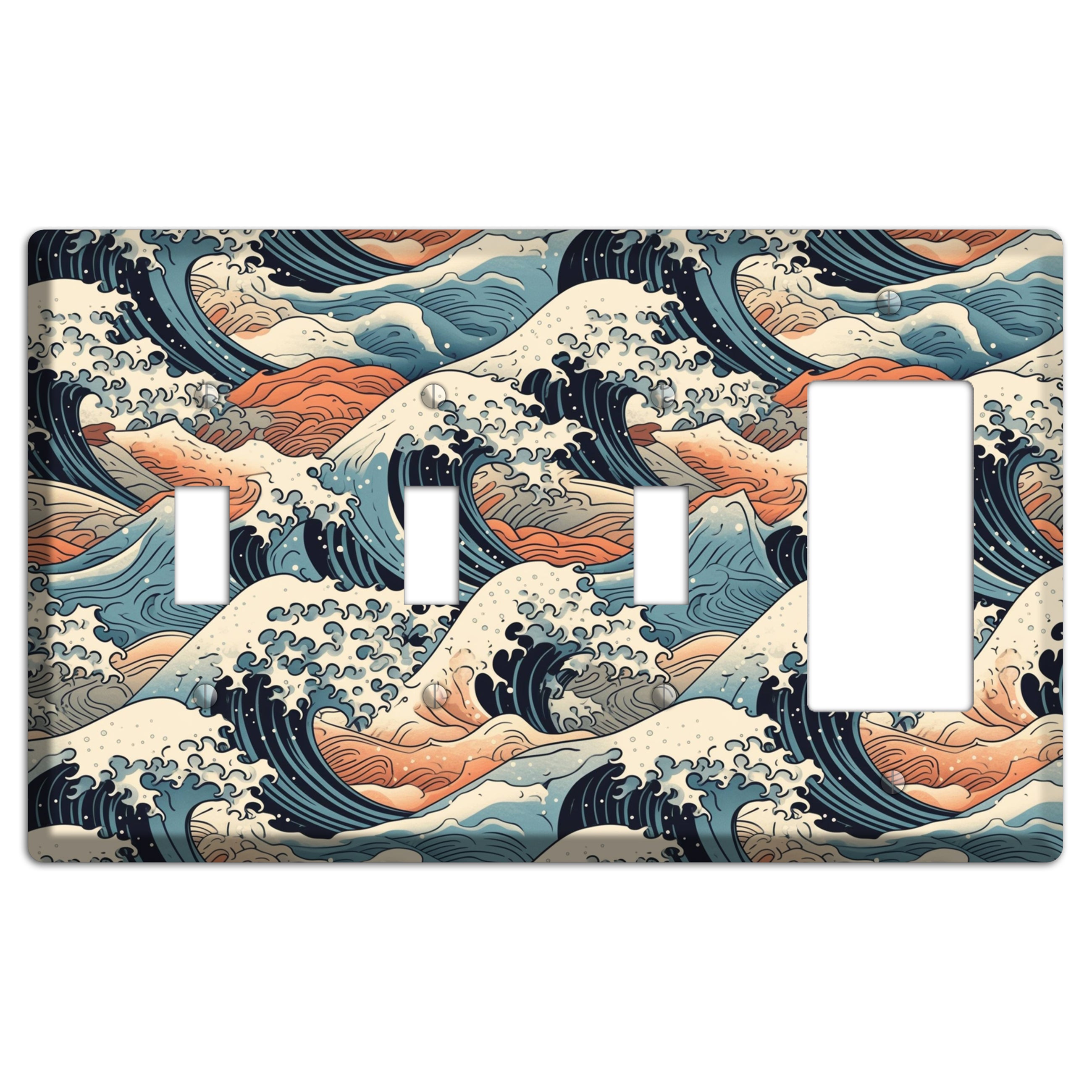 Crashing Tide Scroll 3 Toggle / Rocker Wallplate