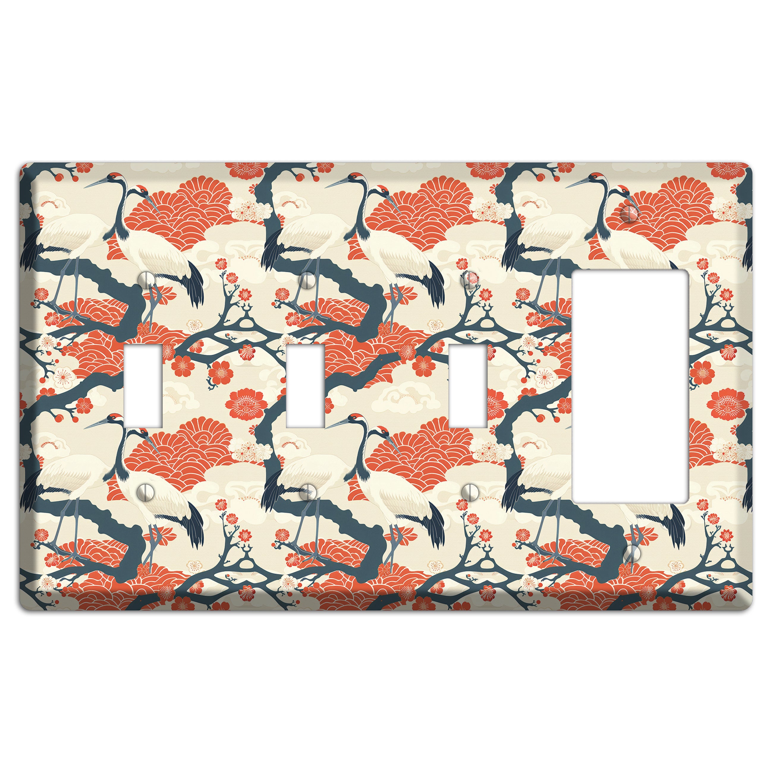 Vermillion Crane Court 3 Toggle / Rocker Wallplate