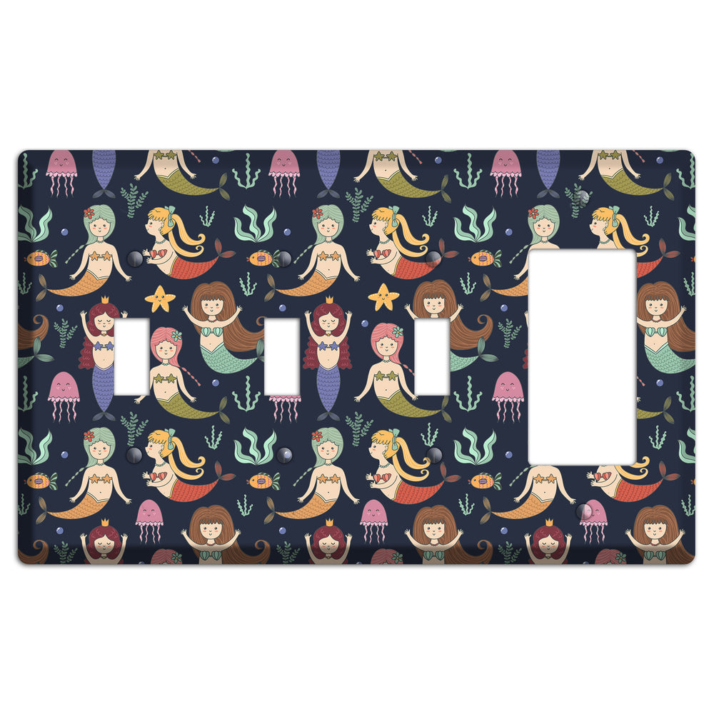 Mermaid Lagoon Party 3 Toggle / Rocker Wallplate