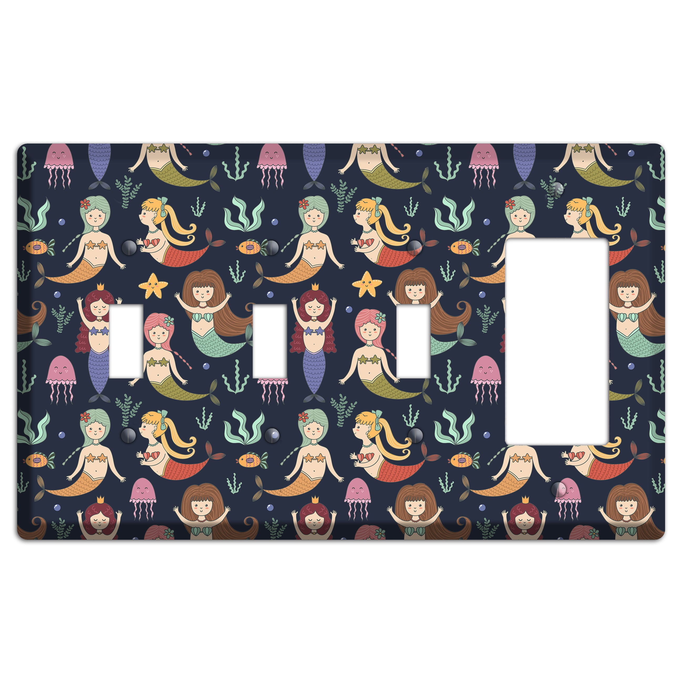 Mermaid Lagoon Party 3 Toggle / Rocker Wallplate