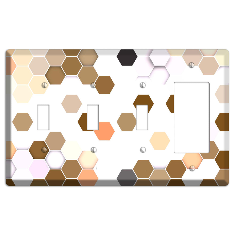 Hex Grid ‚Äì Sunset Terracotta 3 Toggle / Rocker Wallplate
