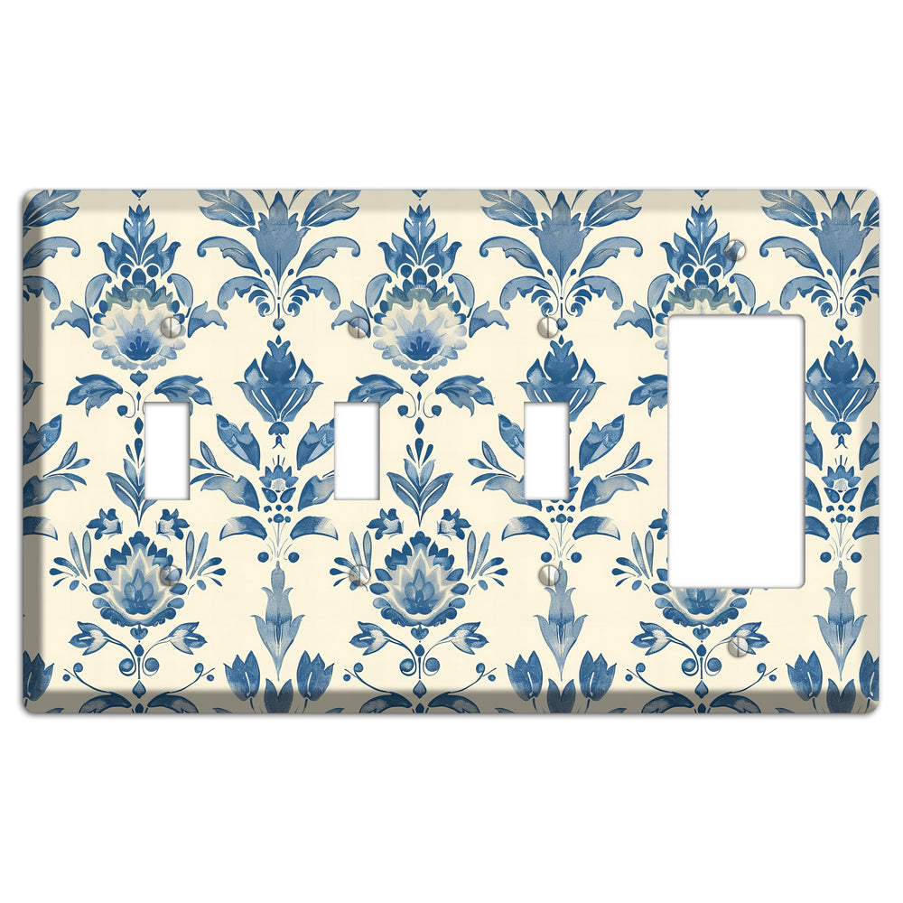 Bloom & Indigo 3 Toggle / Rocker Wallplate