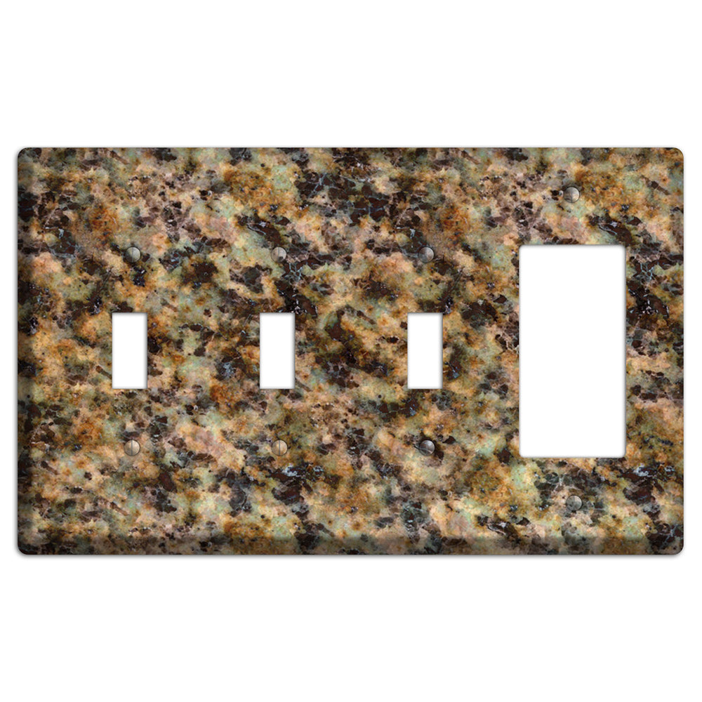 Verde Butterfly Granite 3 Toggle / Rocker Wallplate