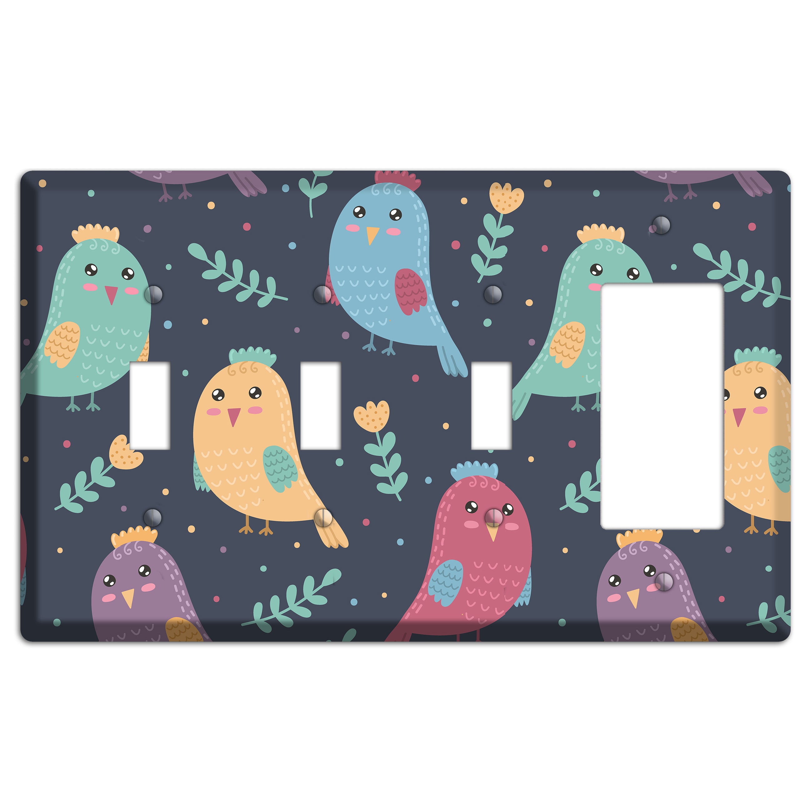 Jungle Giggles (Dark) 3 Toggle / Rocker Wallplate