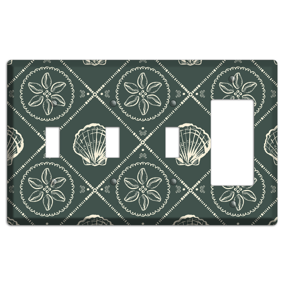 Slate Cowrie Medallion 3 Toggle / Rocker Wallplate
