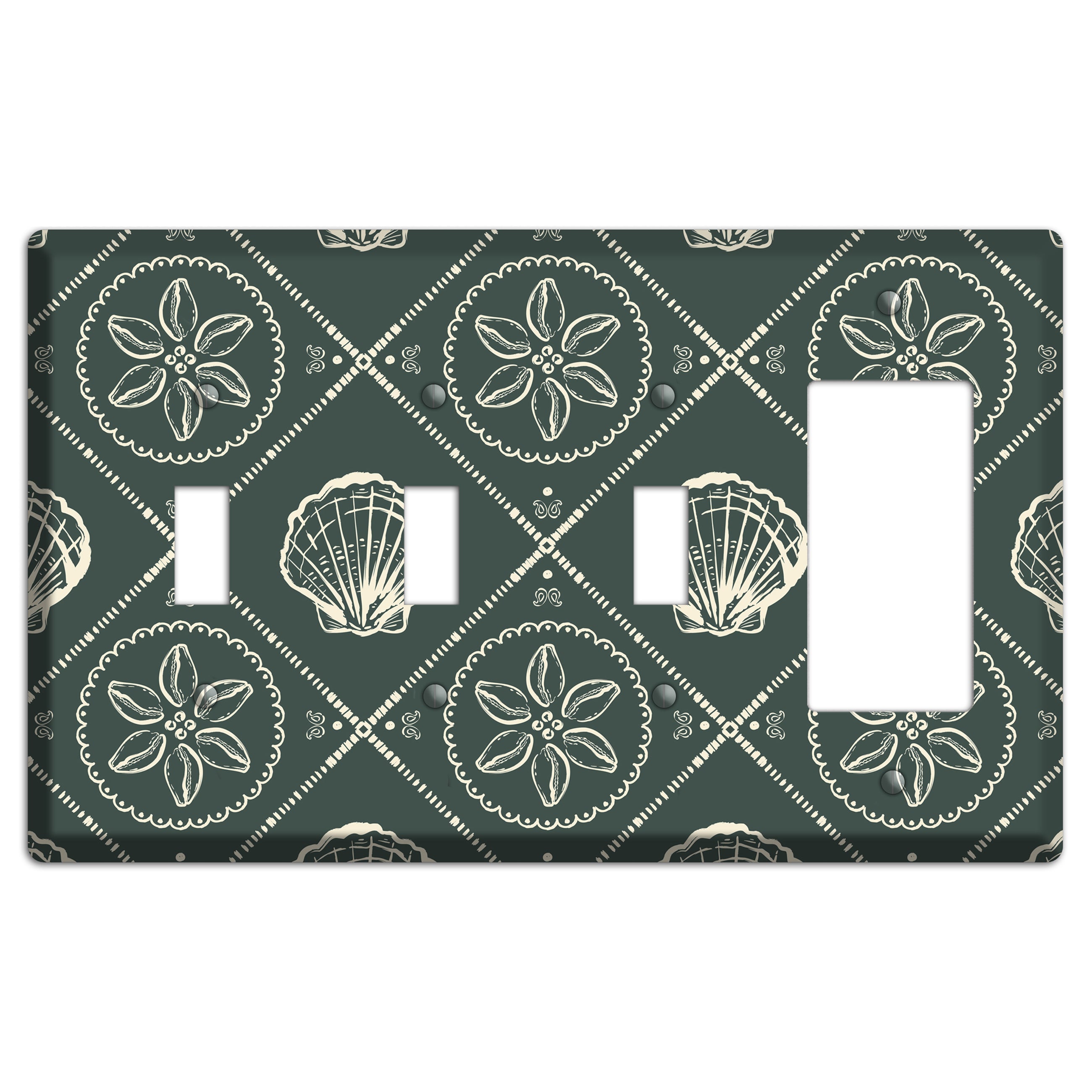 Slate Cowrie Medallion 3 Toggle / Rocker Wallplate