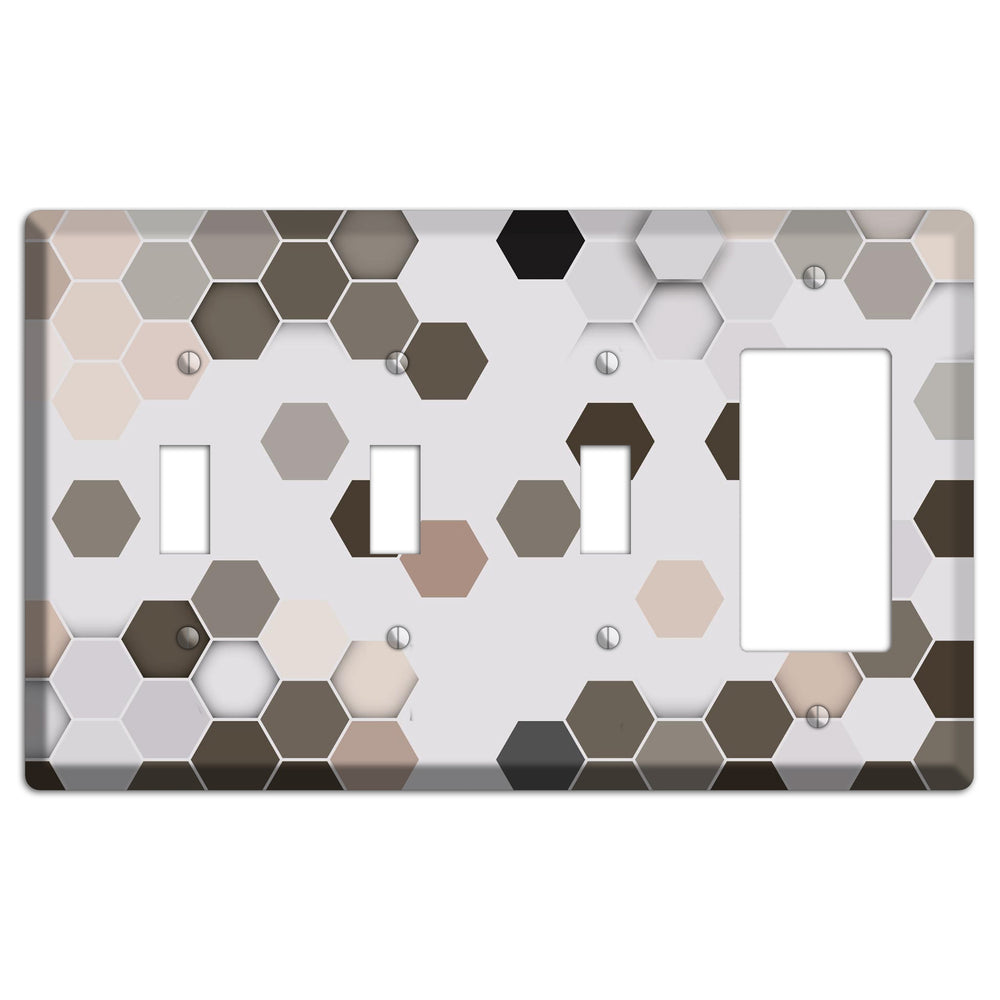 Hex Grid ‚Äì Cool Slate 3 Toggle / Rocker Wallplate