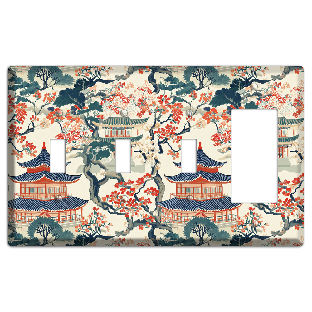 Blossom & Pagoda 3 Toggle / Rocker Wallplate
