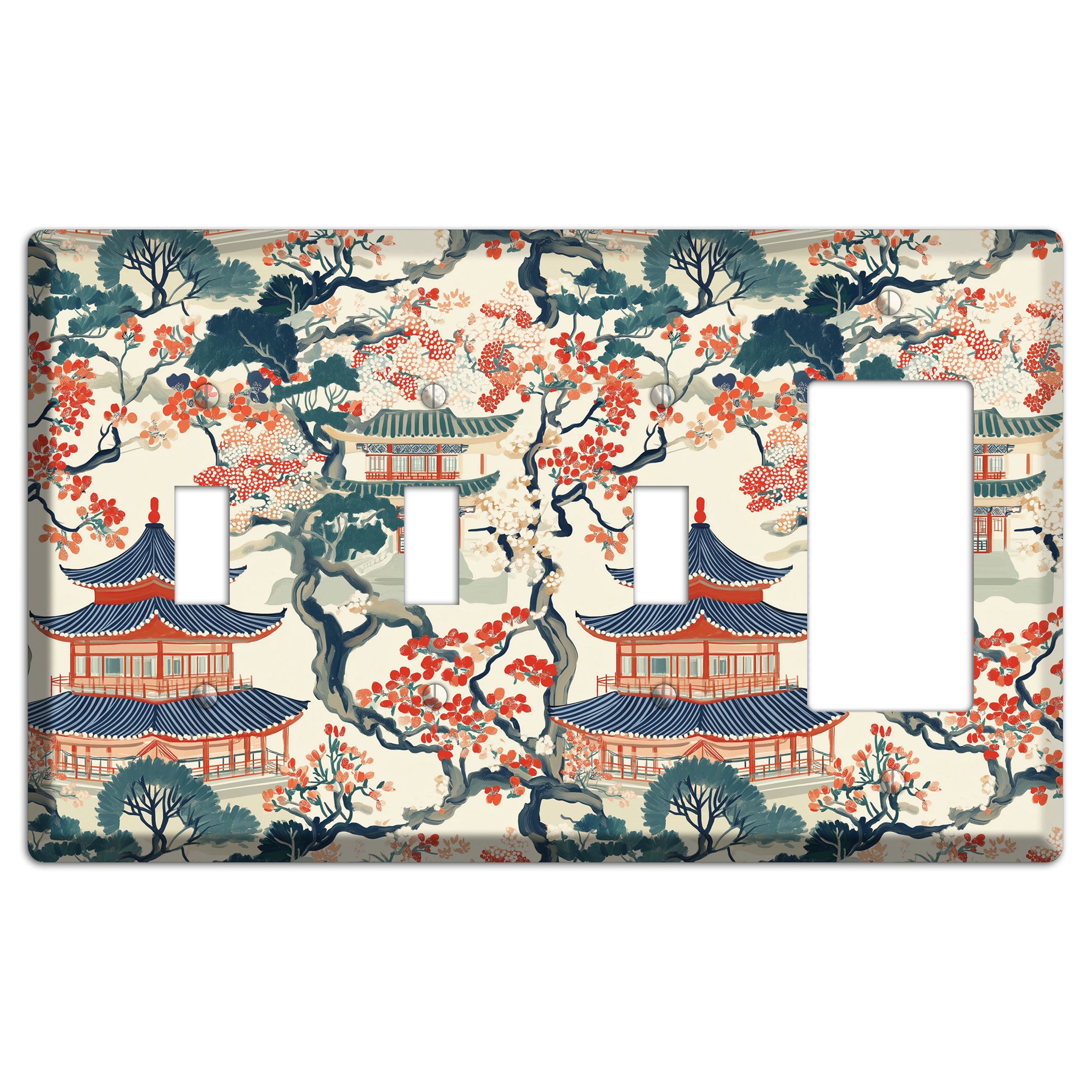 Blossom & Pagoda 3 Toggle / Rocker Wallplate