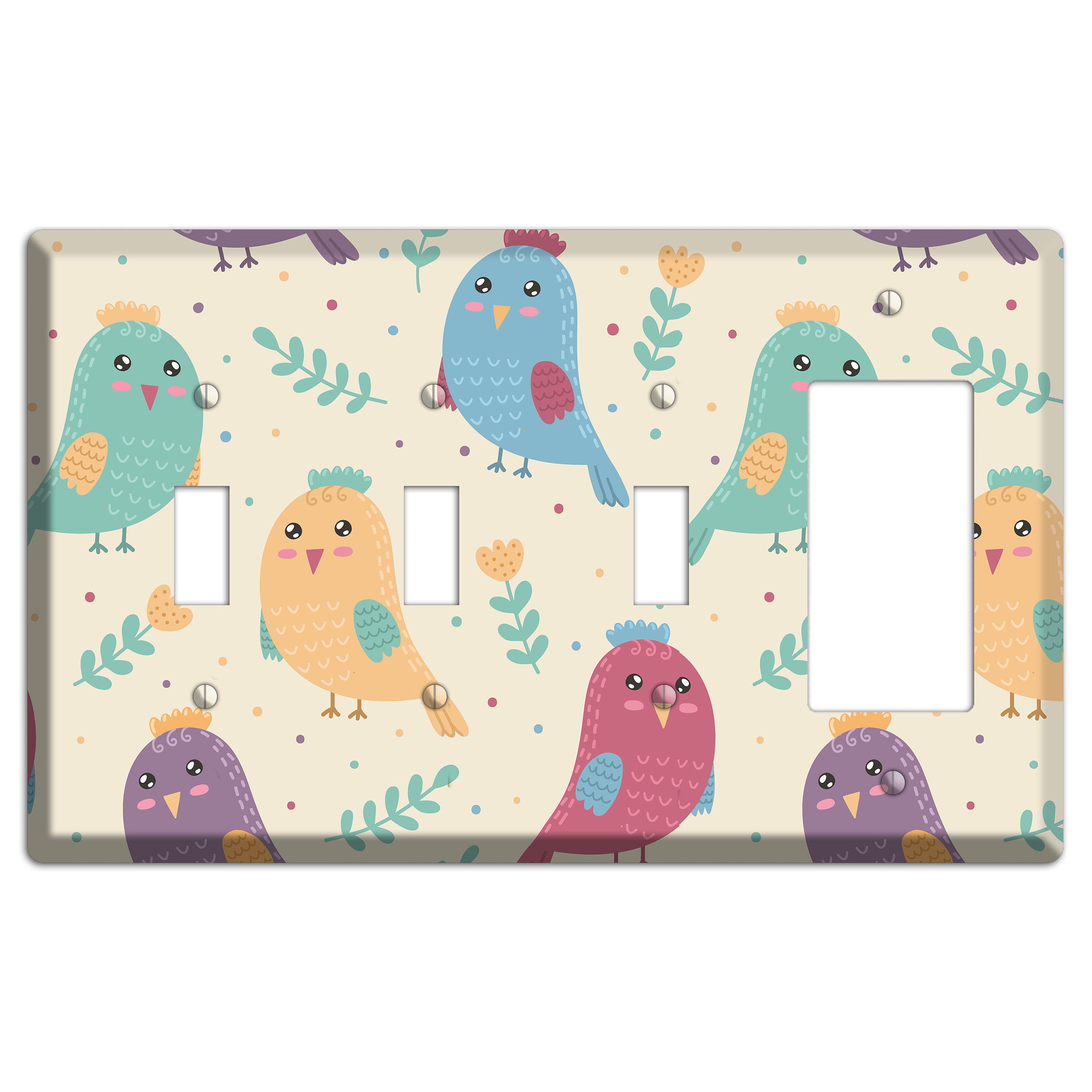 Jungle Giggles (Light) 3 Toggle / Rocker Wallplate