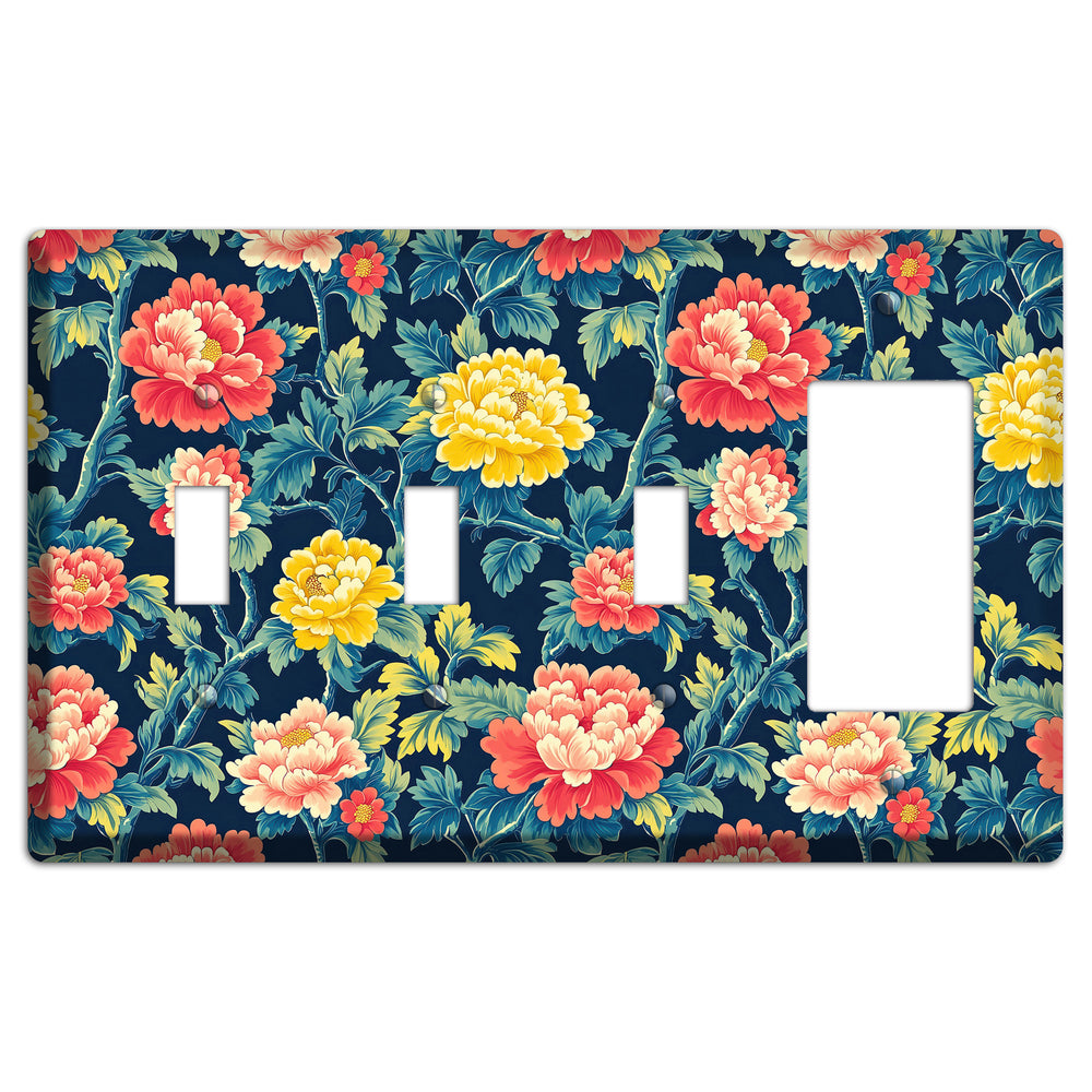 Peony & Bough 3 Toggle / Rocker Wallplate