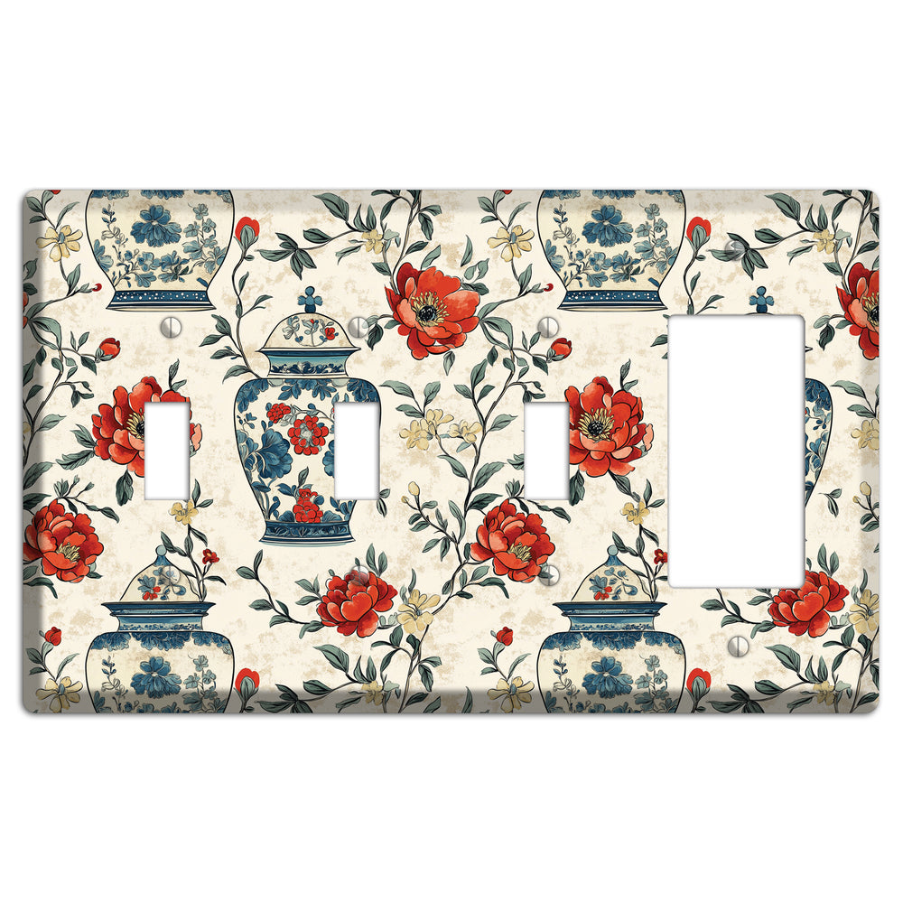 Porcelain & Peony 3 Toggle / Rocker Wallplate