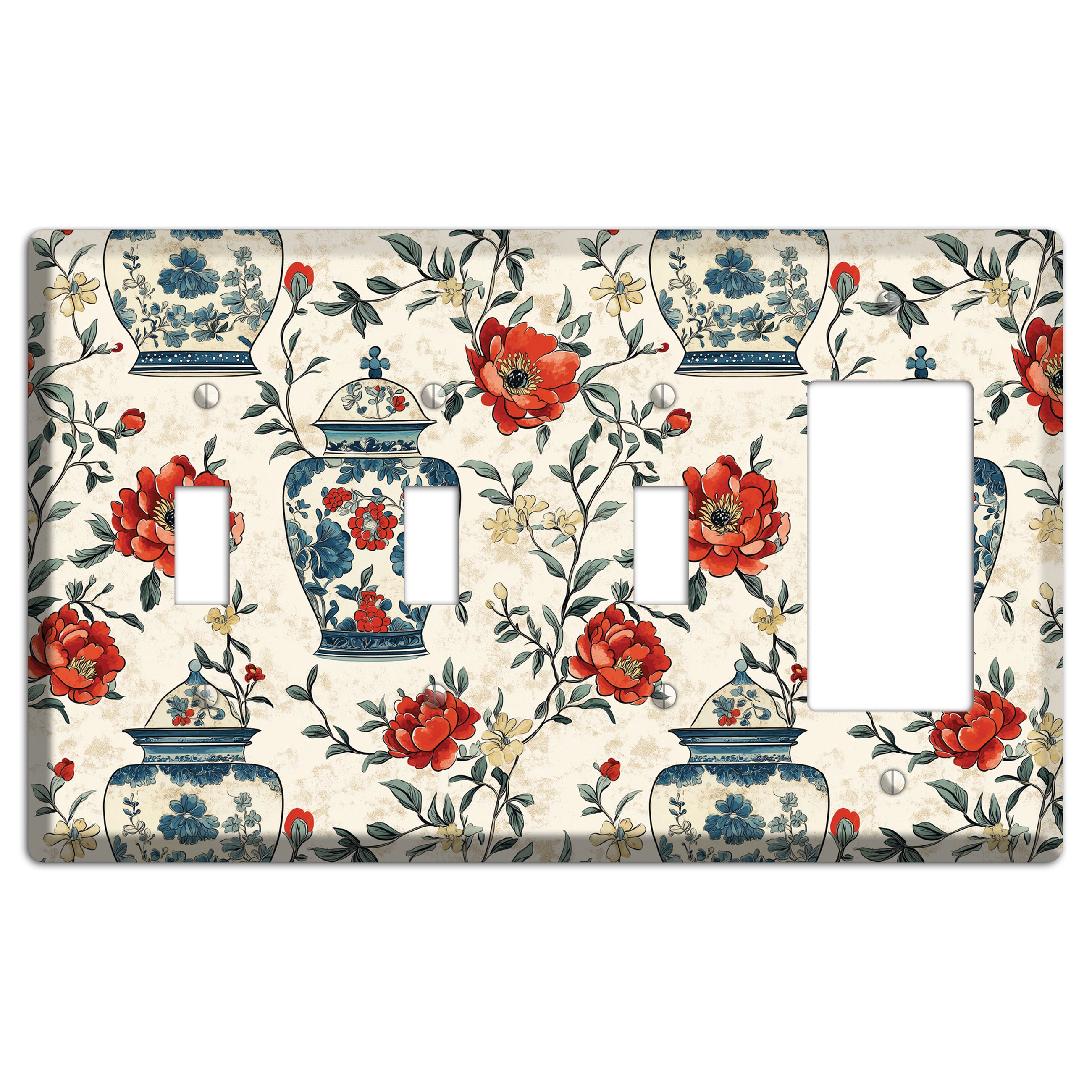 Porcelain & Peony 3 Toggle / Rocker Wallplate