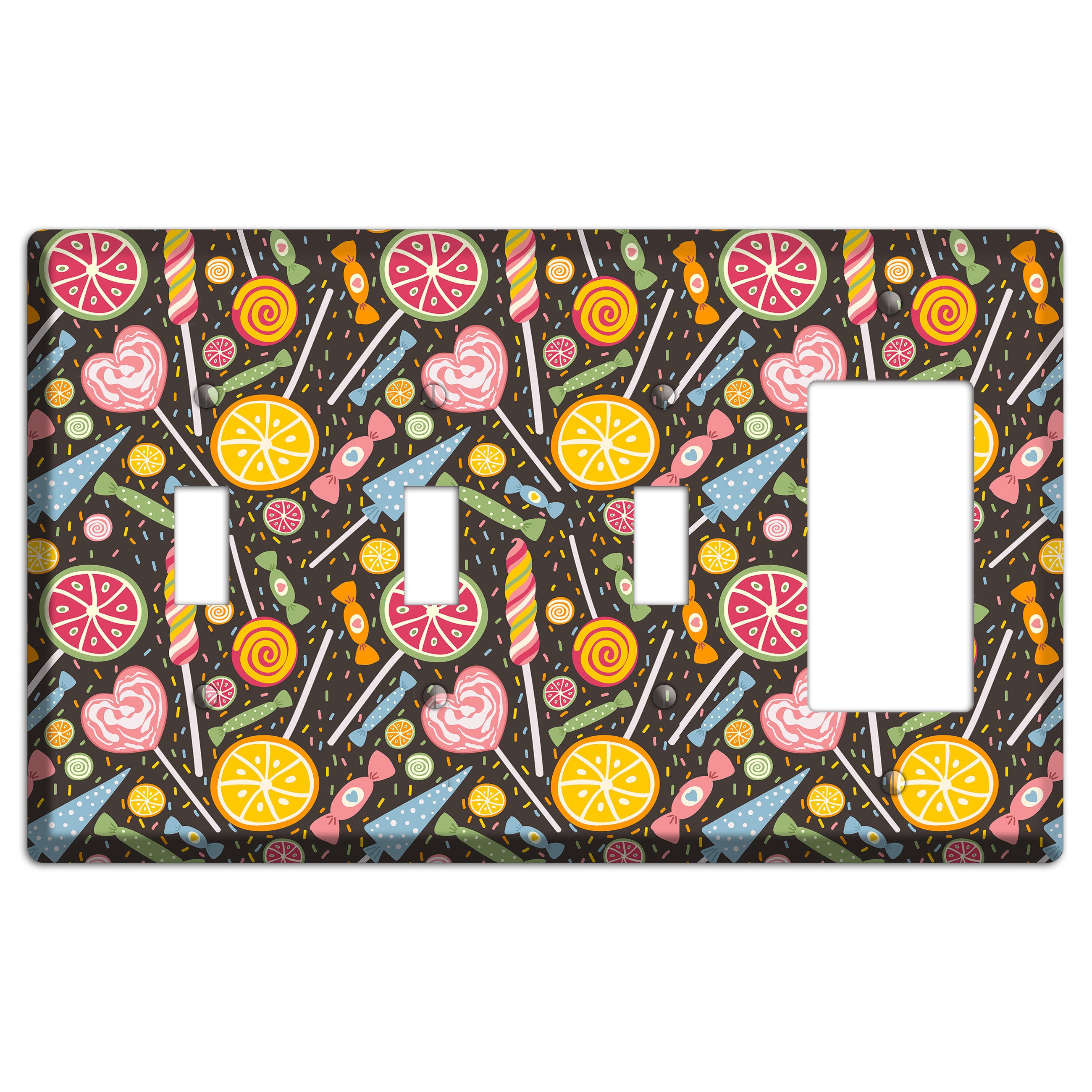 Candy Carnival (Dark) 3 Toggle / Rocker Wallplate