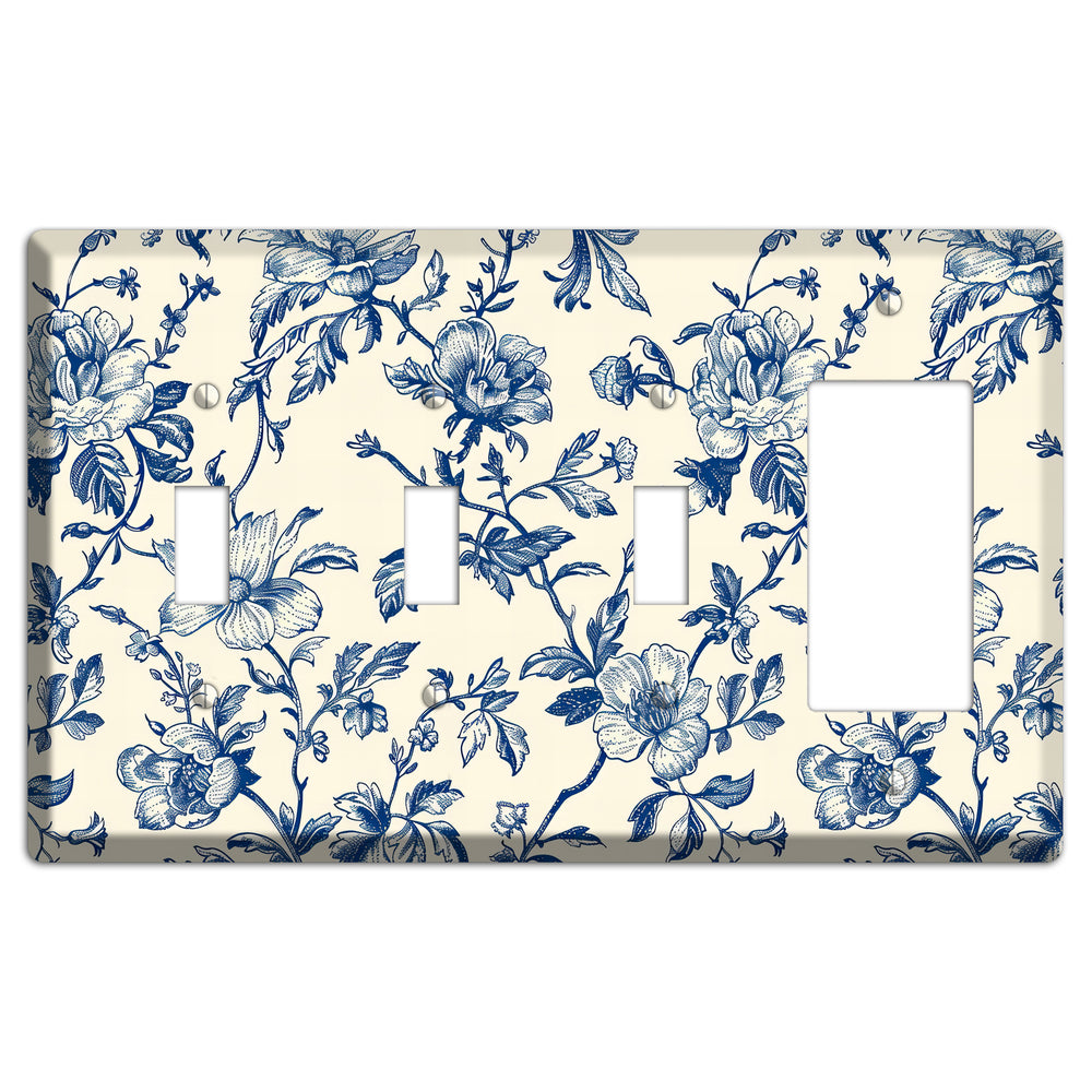 Garden Indigo Reverie 3 Toggle / Rocker Wallplate