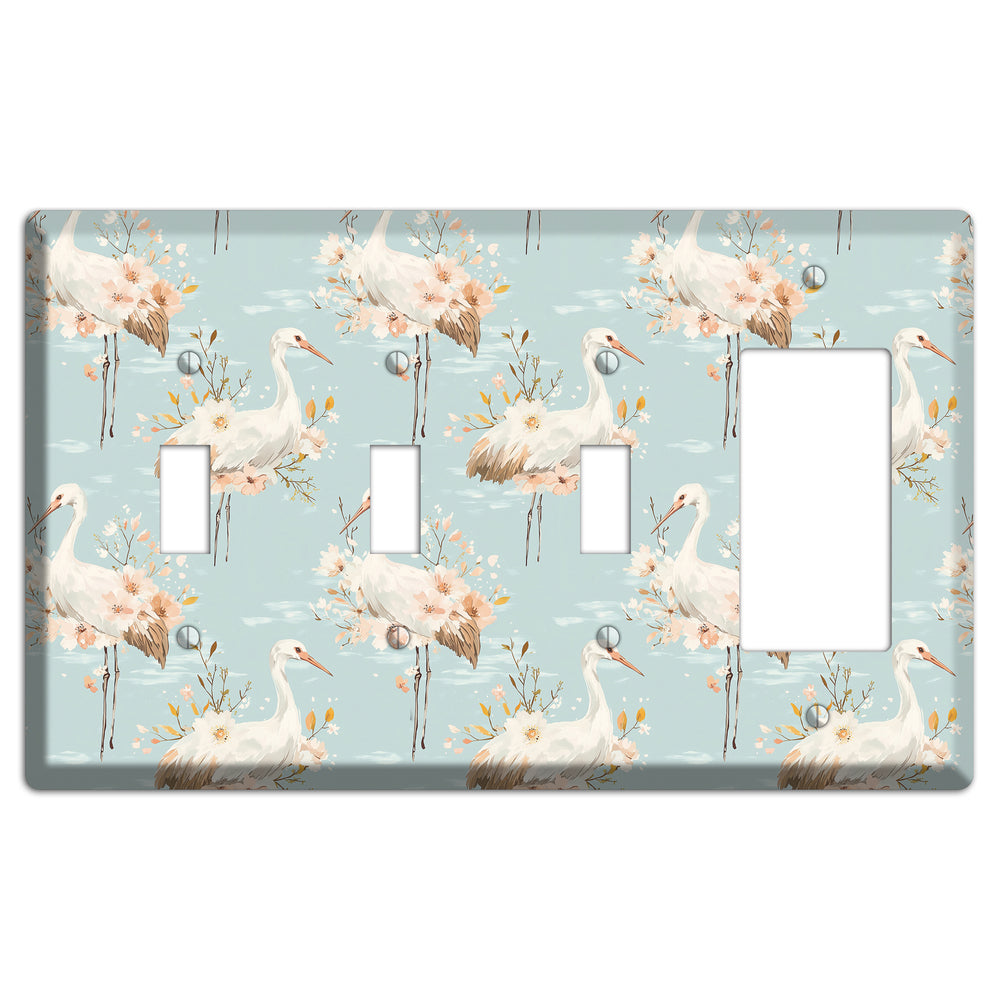 Celadon Crane Reverie 3 Toggle / Rocker Wallplate