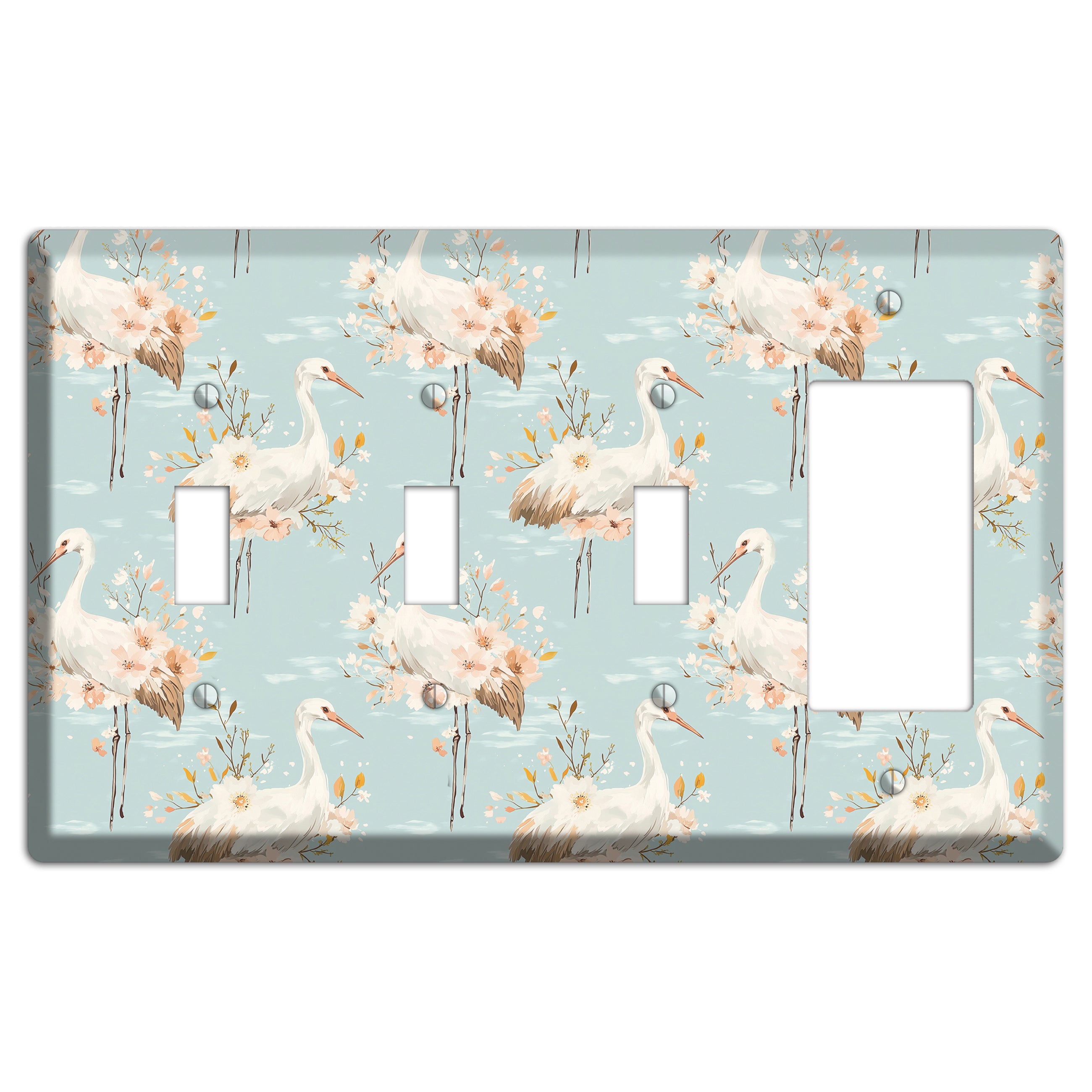 Celadon Crane Reverie 3 Toggle / Rocker Wallplate