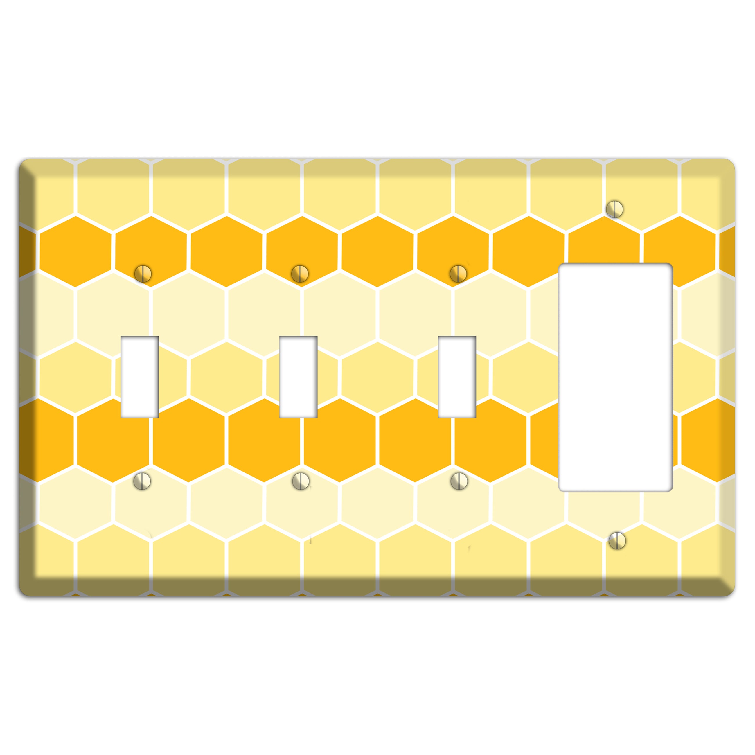 Golden Hollow Grid 3 Toggle / Rocker Wallplate