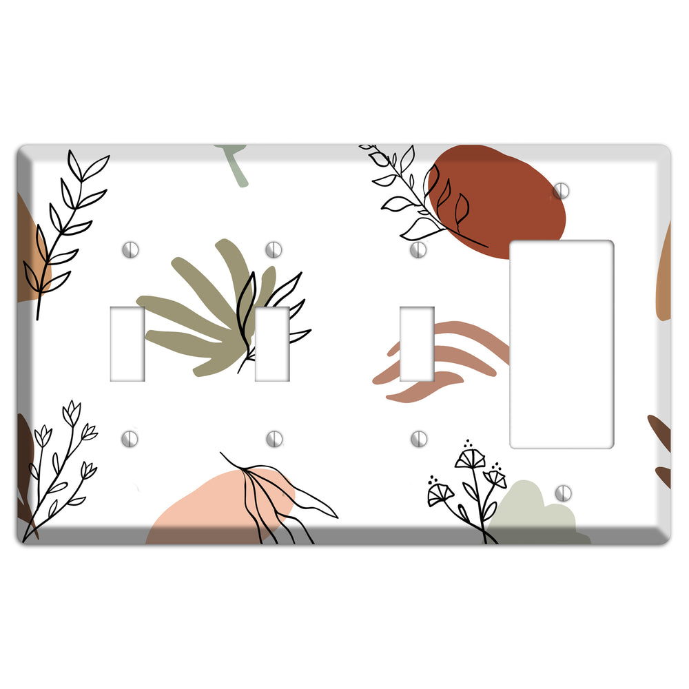 Wildflower & Clay 3 Toggle / Rocker Wallplate