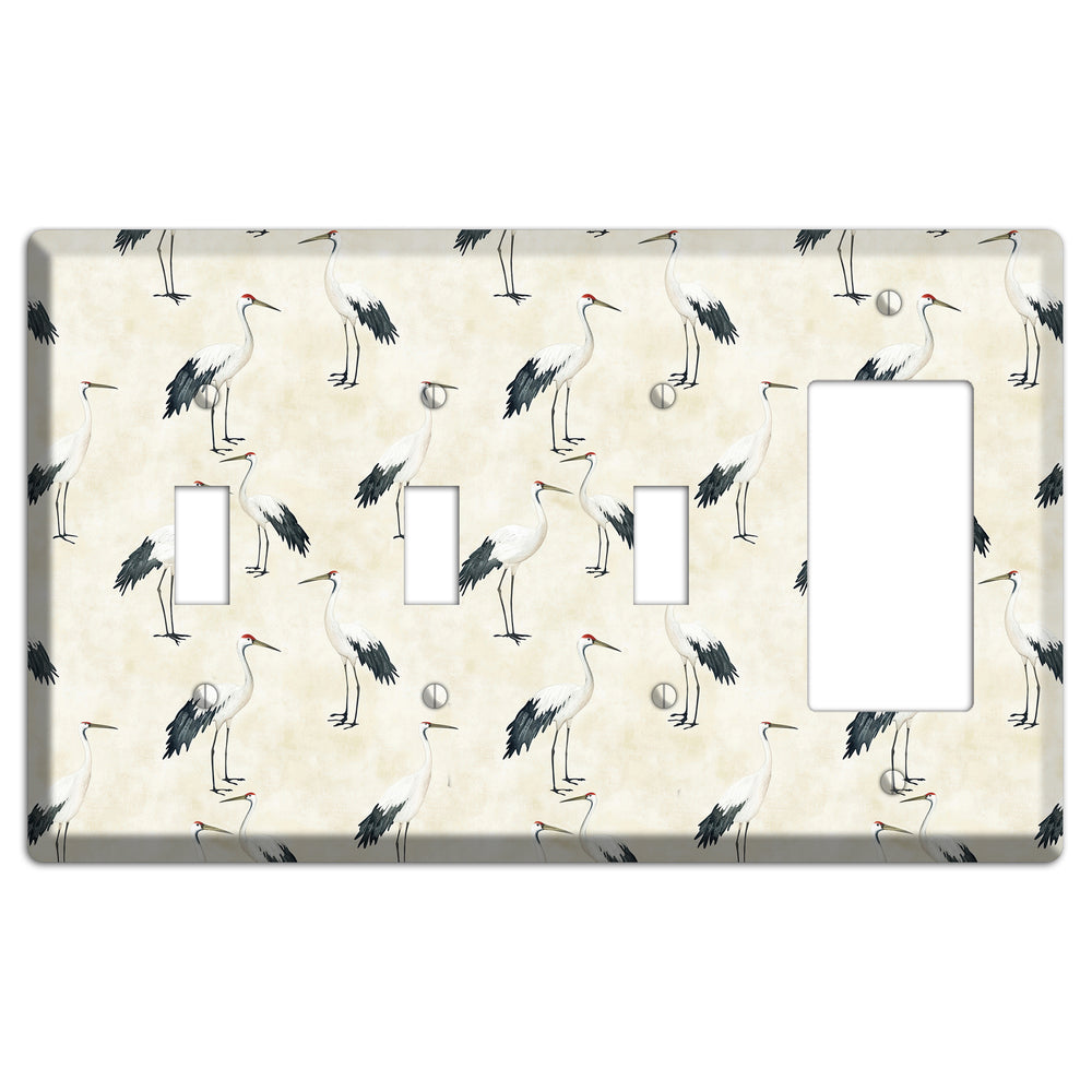 Pearl Crane Garden 3 Toggle / Rocker Wallplate