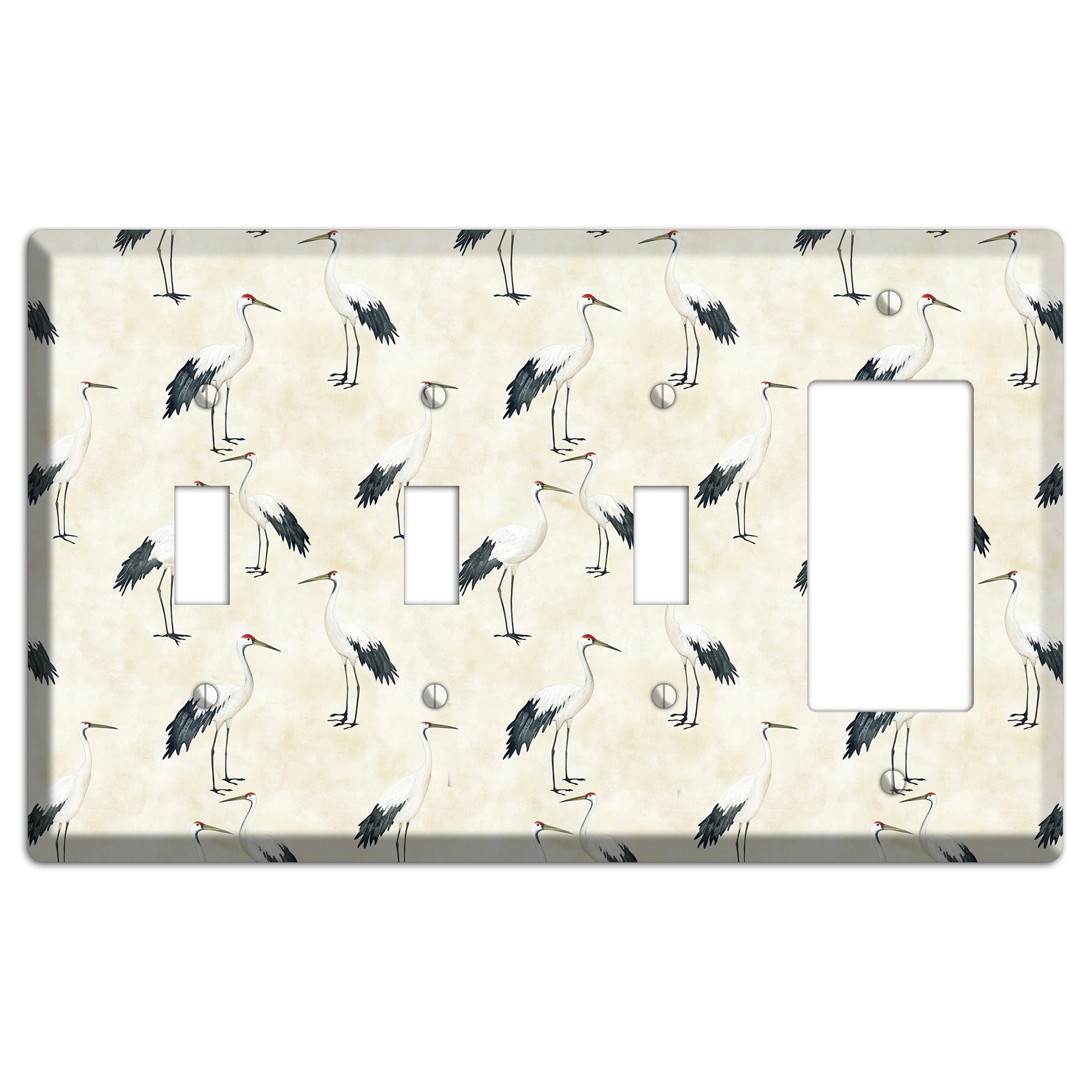 Pearl Crane Garden 3 Toggle / Rocker Wallplate