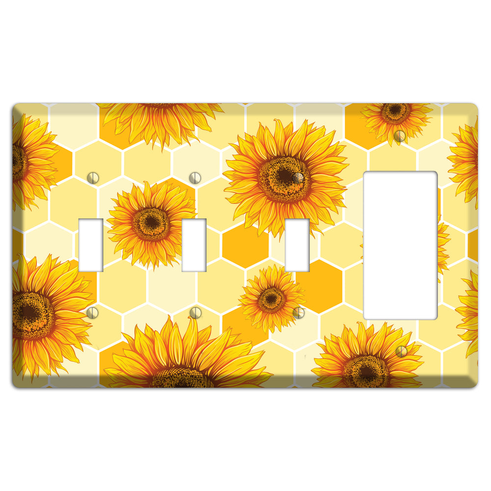 Sunflower & Comb 3 Toggle / Rocker Wallplate