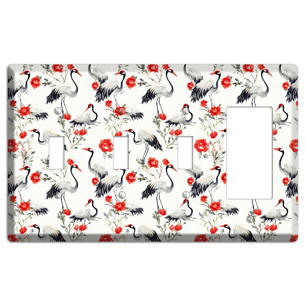 Scarlet Plume Garden 3 Toggle / Rocker Wallplate