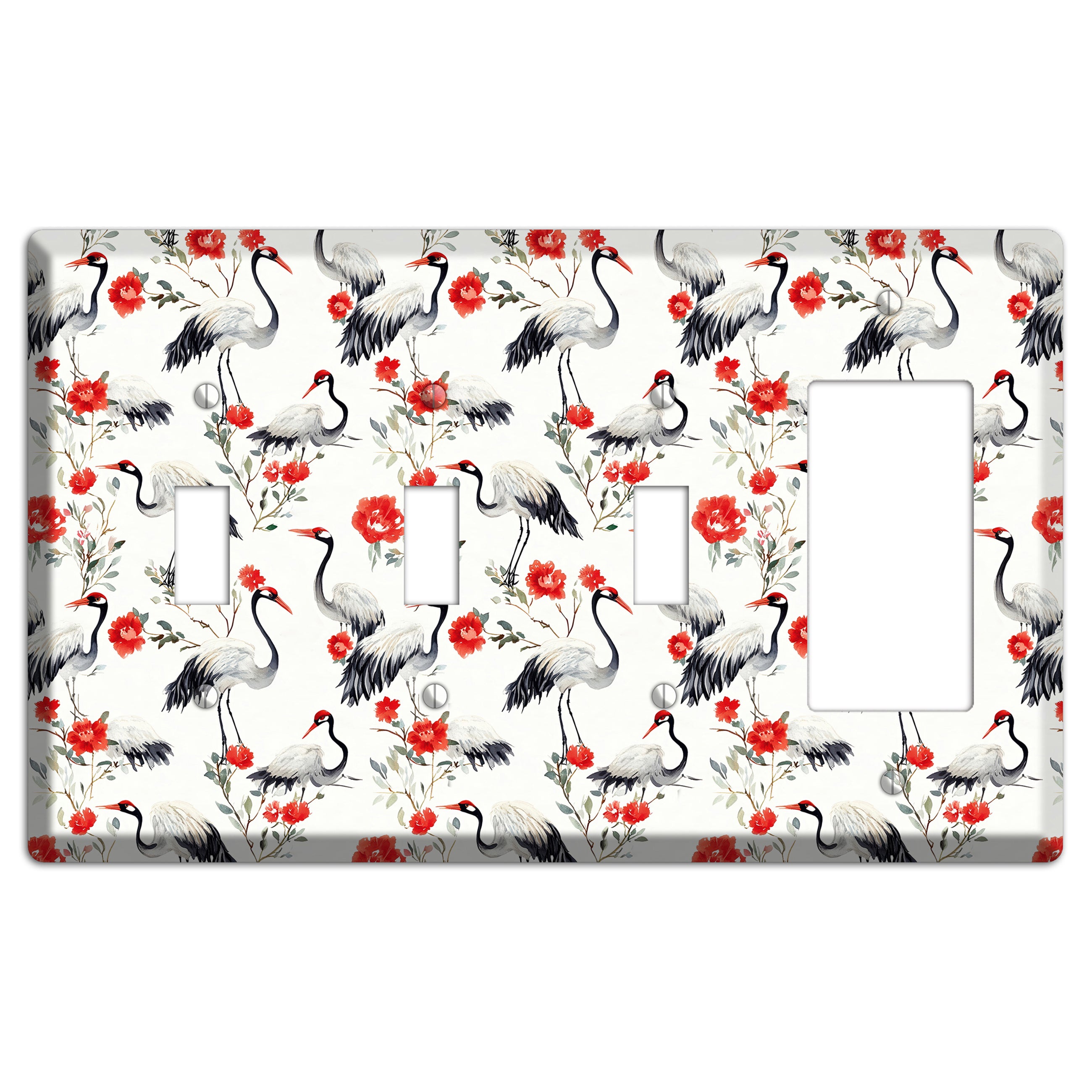 Scarlet Plume Garden 3 Toggle / Rocker Wallplate