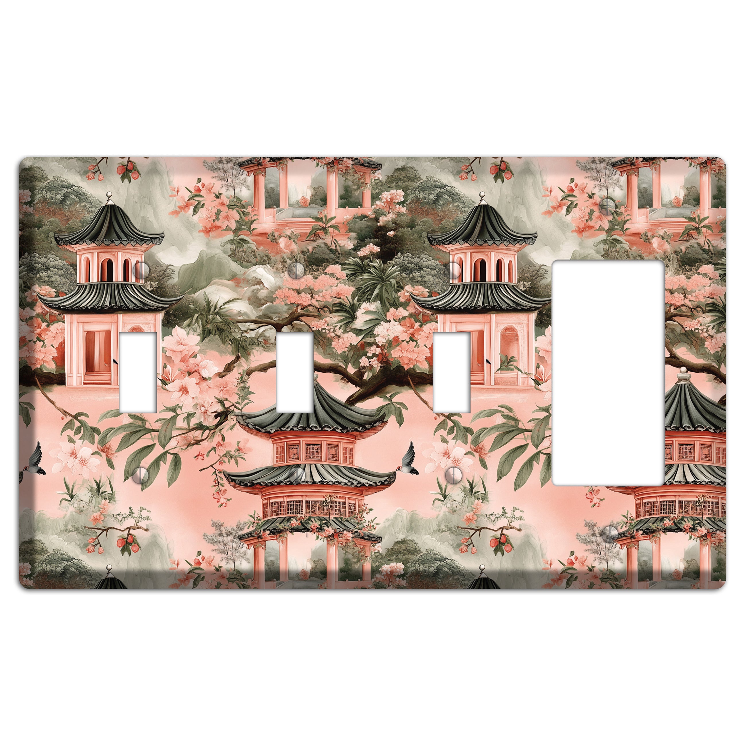 Pagoda & Plum 3 Toggle / Rocker Wallplate
