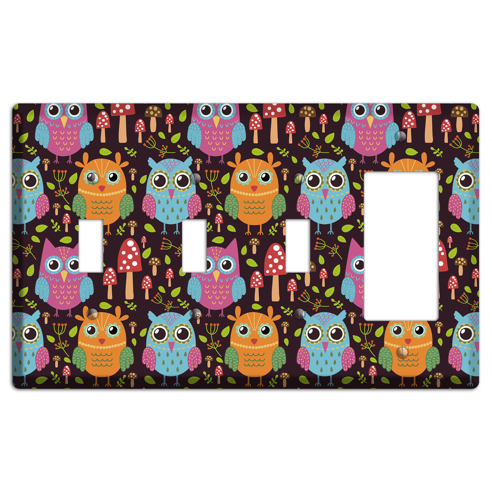 Bright Forest Owls 3 Toggle / Rocker Wallplate