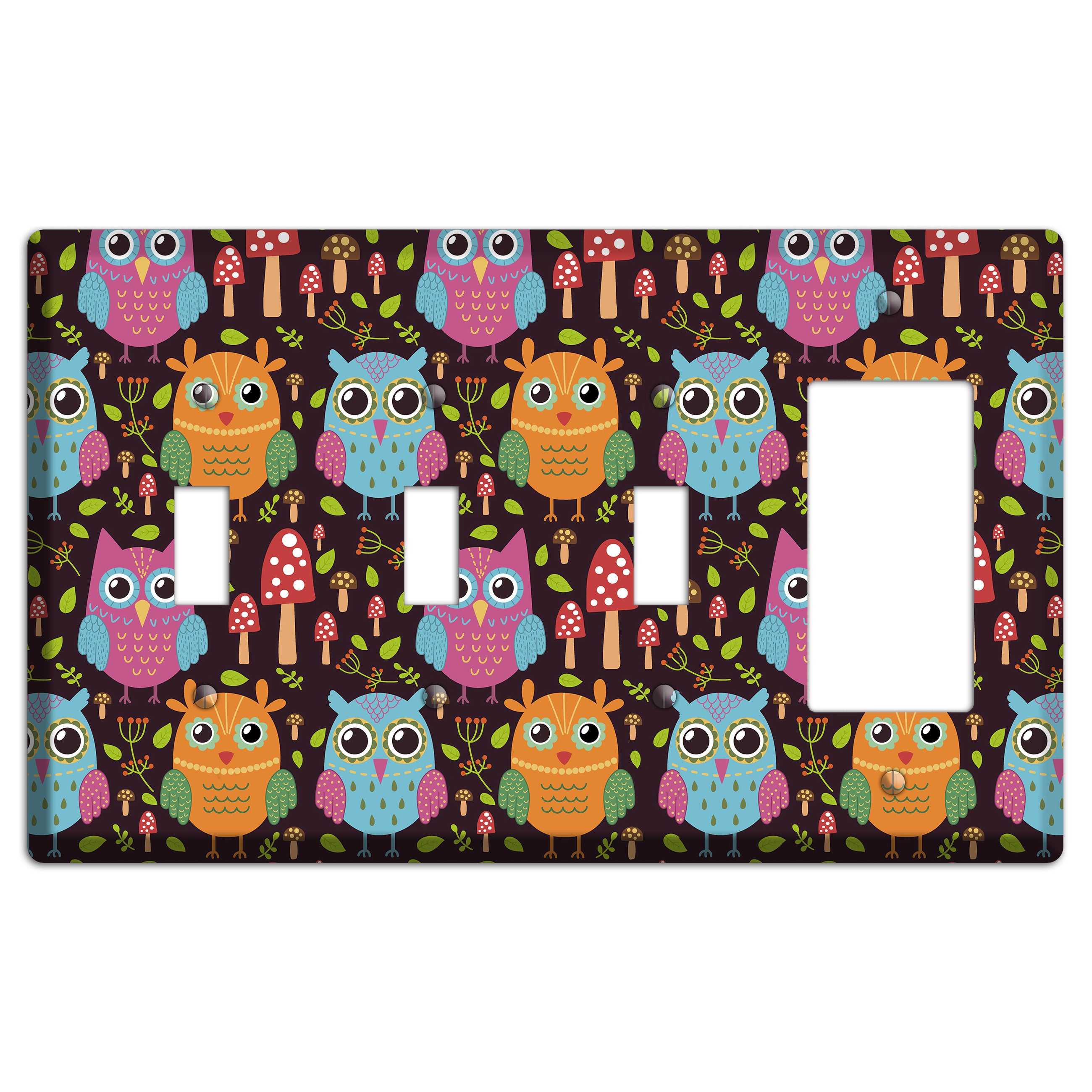 Bright Forest Owls 3 Toggle / Rocker Wallplate