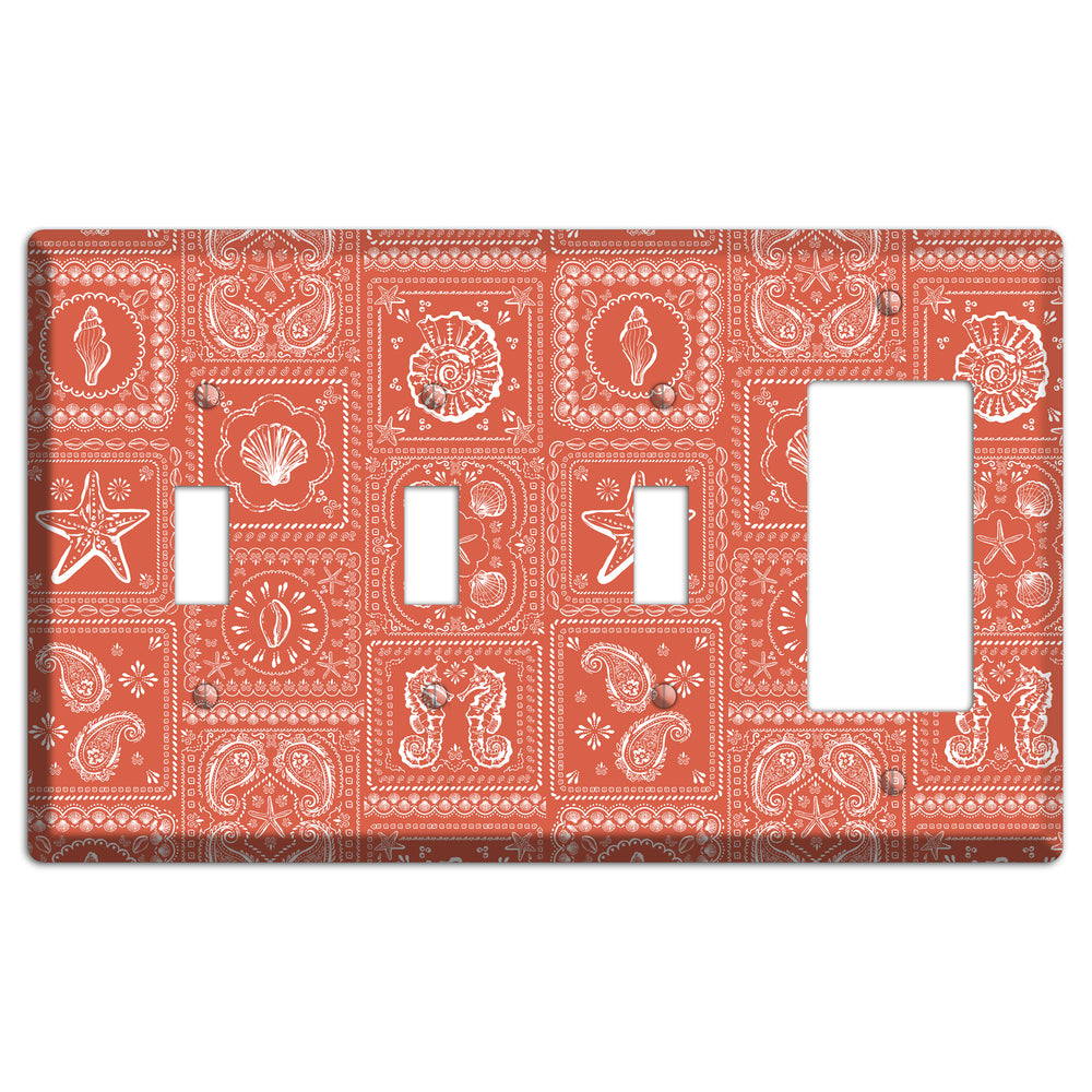 Terracotta Shell Patchwork 3 Toggle / Rocker Wallplate