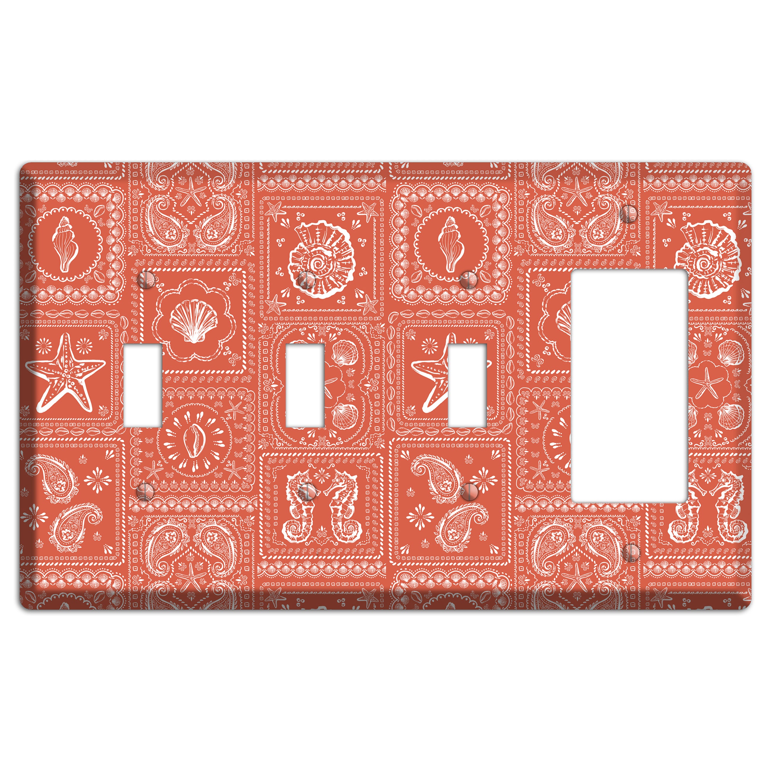 Terracotta Shell Patchwork 3 Toggle / Rocker Wallplate