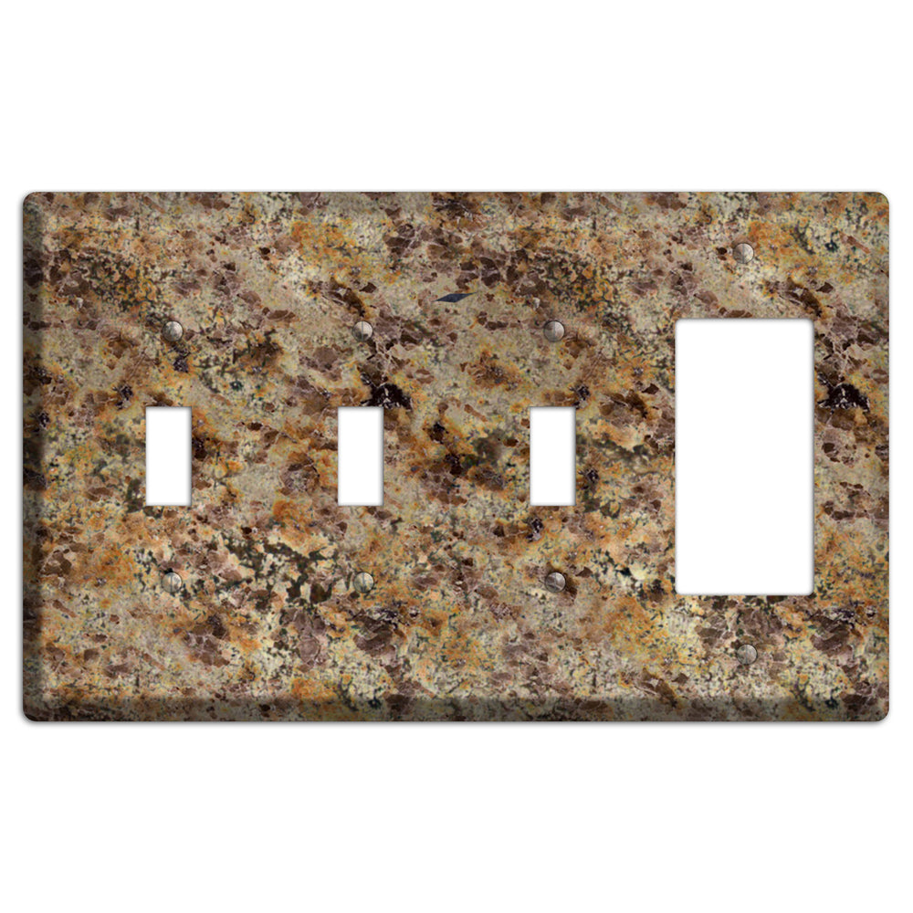 Golden Crystal Granite 3 Toggle / Rocker Wallplate