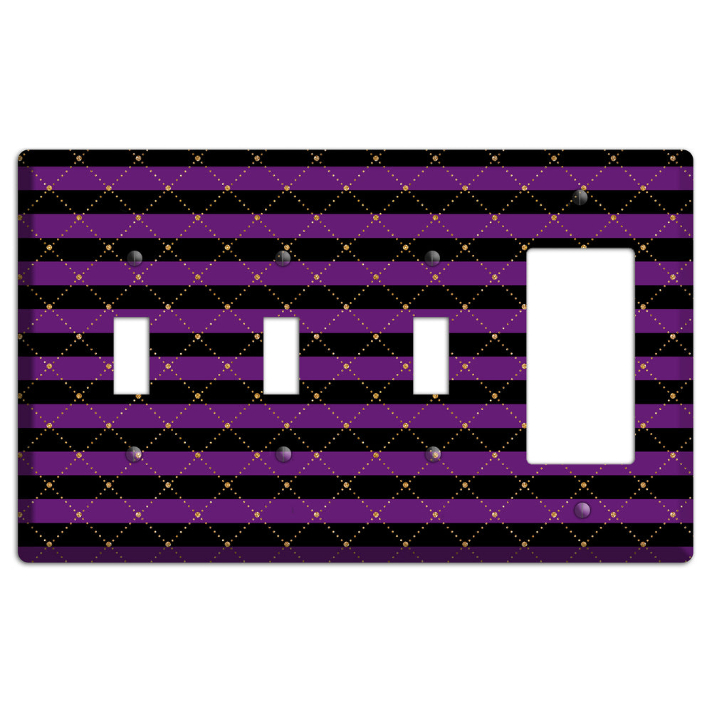 Striped Harlequin Glow 3 Toggle / Rocker Wallplate