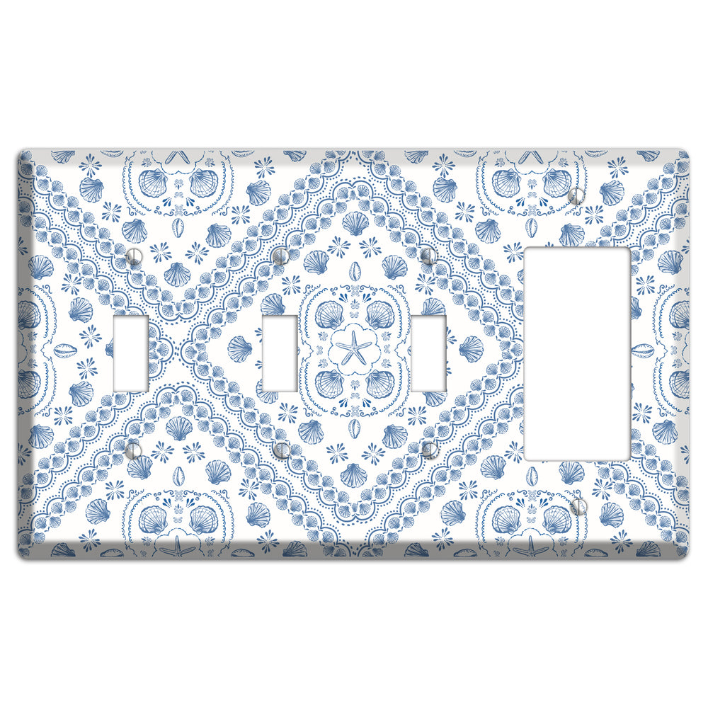 Azure Shell Damask 3 Toggle / Rocker Wallplate
