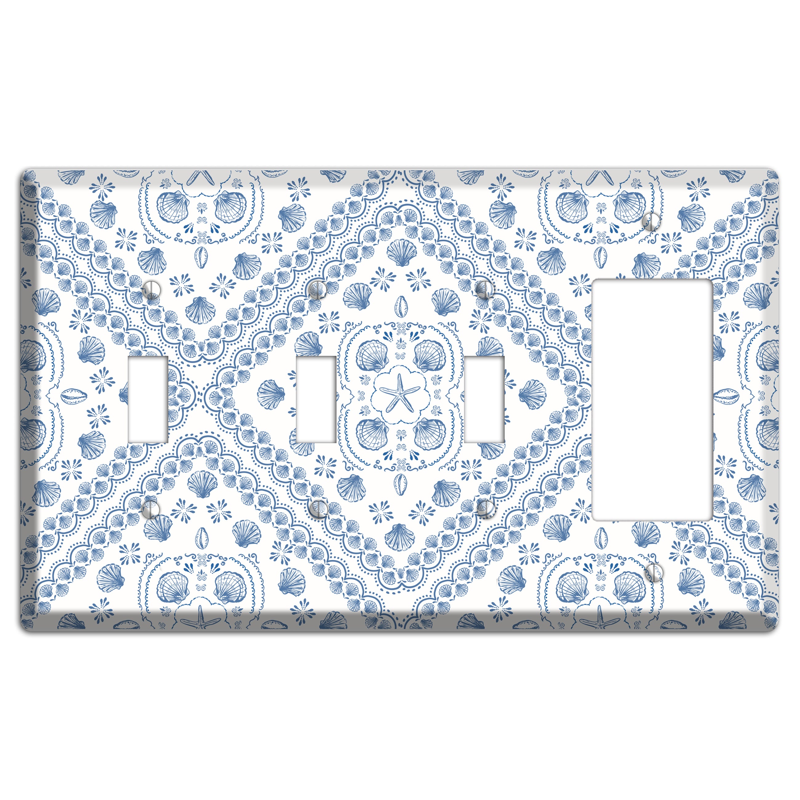 Azure Shell Damask 3 Toggle / Rocker Wallplate