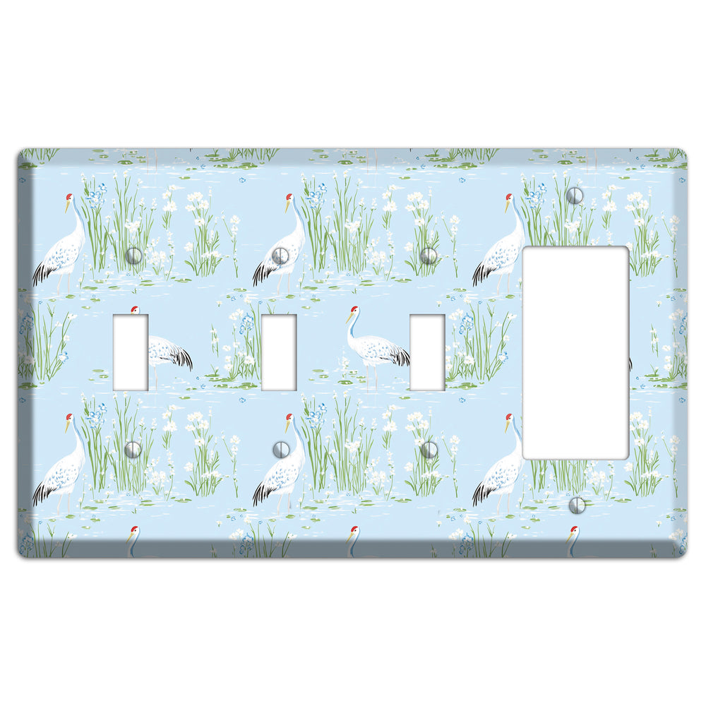 Azure Crane Sanctuary 3 Toggle / Rocker Wallplate