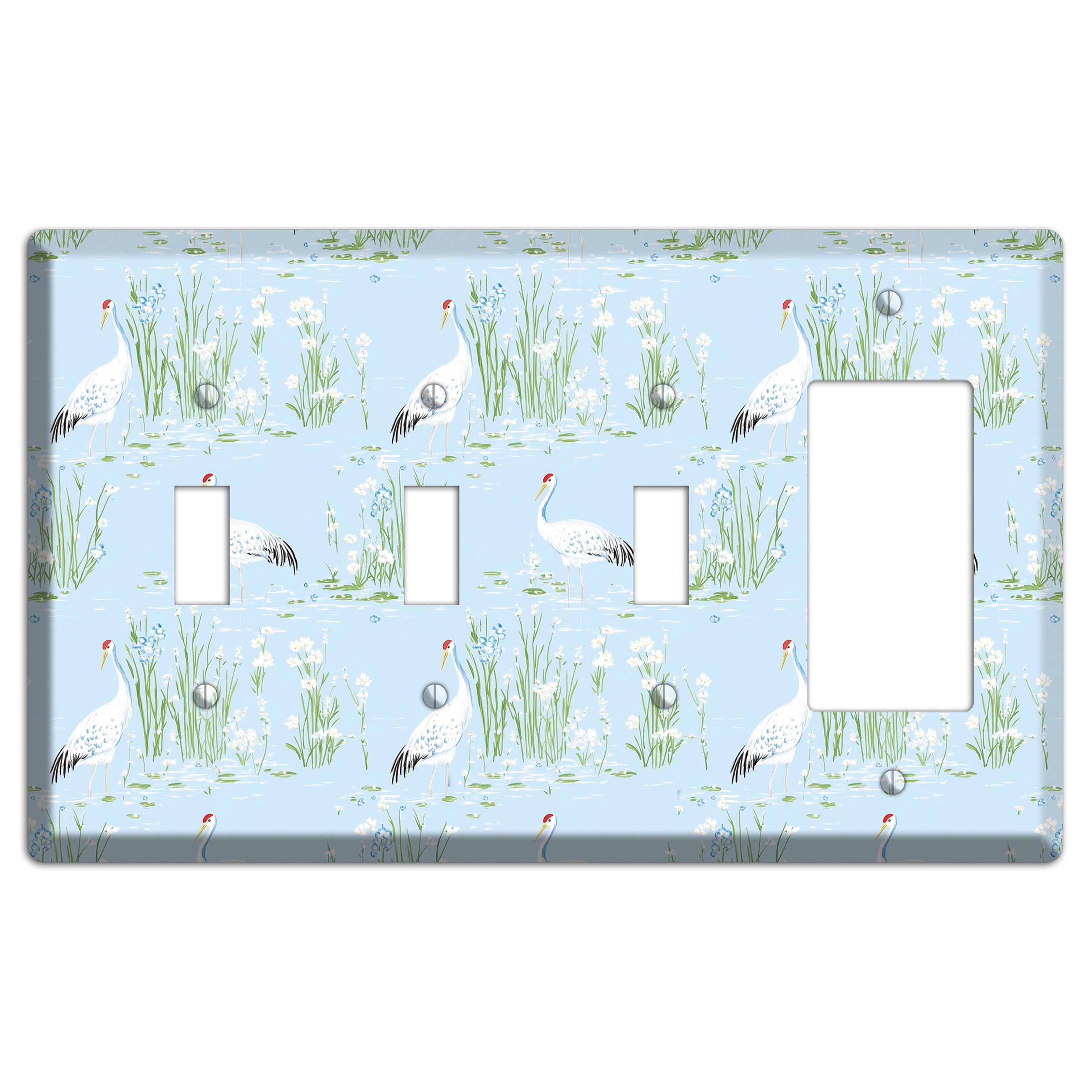 Azure Crane Sanctuary 3 Toggle / Rocker Wallplate