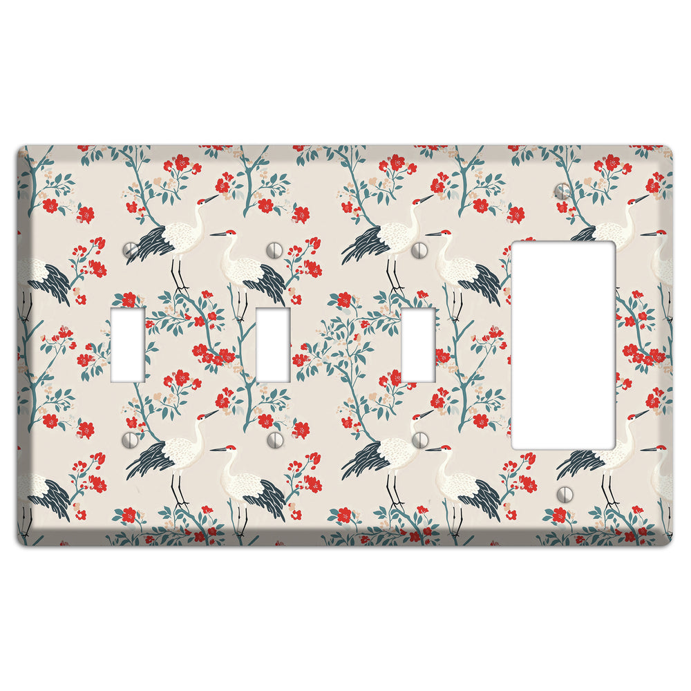 Ivory Blossom Vigil 3 Toggle / Rocker Wallplate