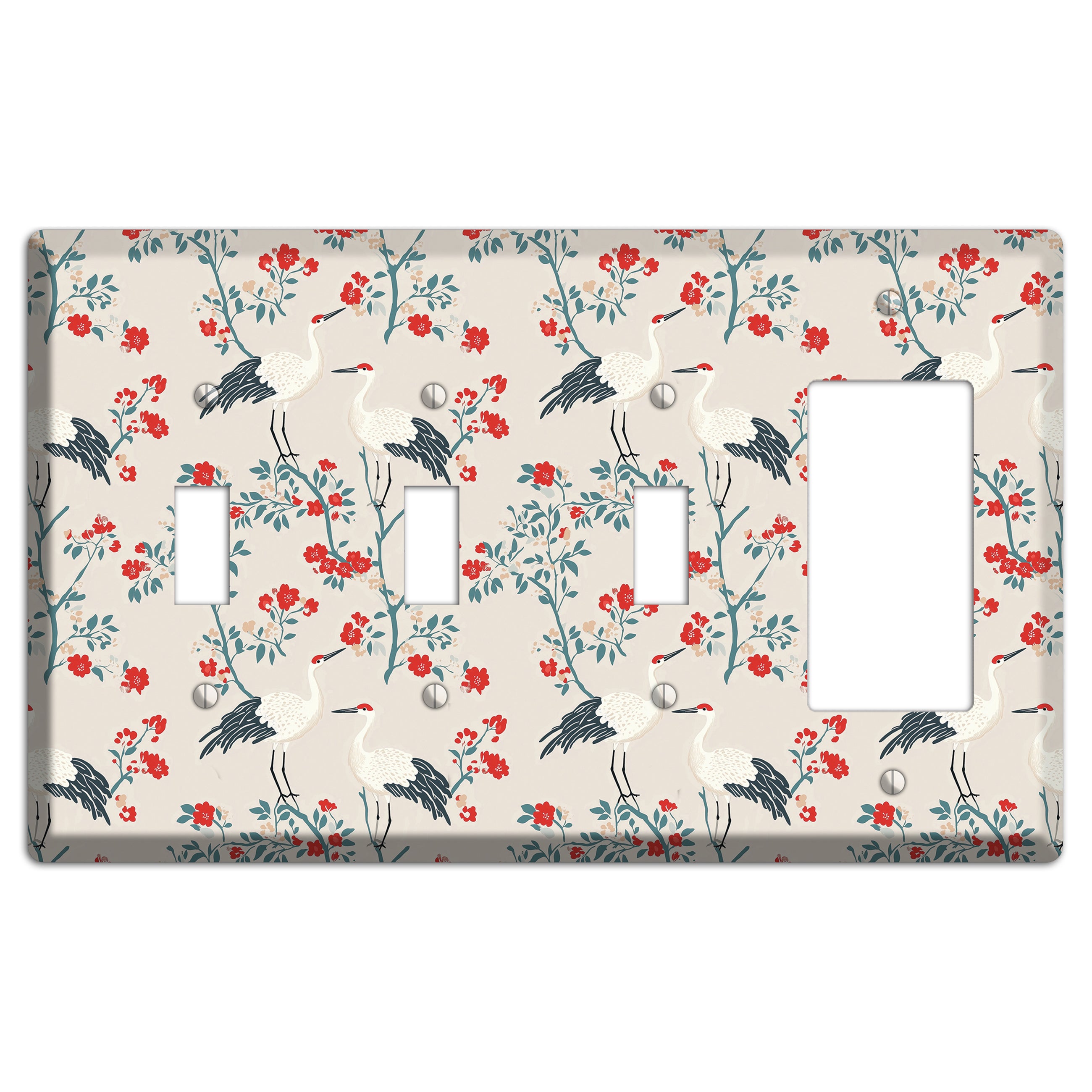 Ivory Blossom Vigil 3 Toggle / Rocker Wallplate