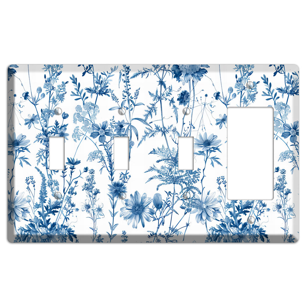 Meadow Pressed Blue 3 Toggle / Rocker Wallplate