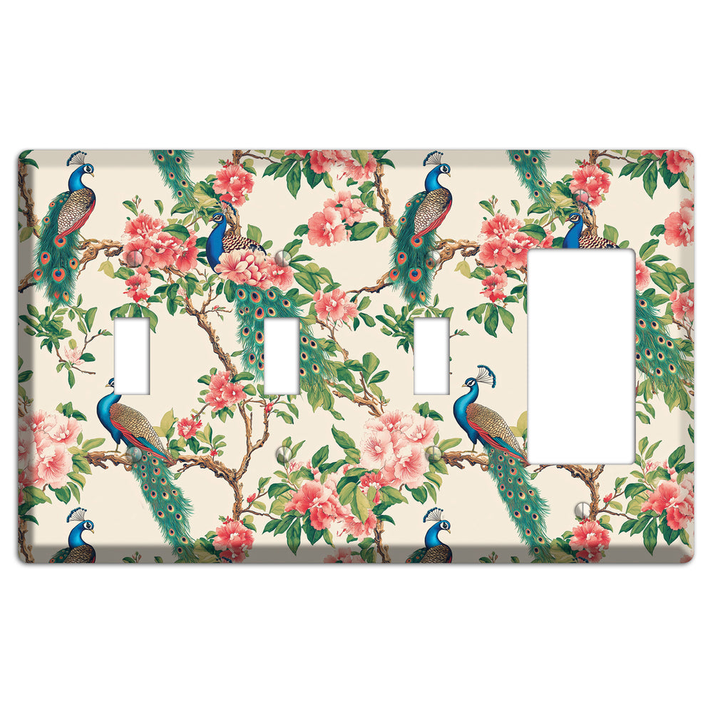 Peacock & Peony Court 3 Toggle / Rocker Wallplate