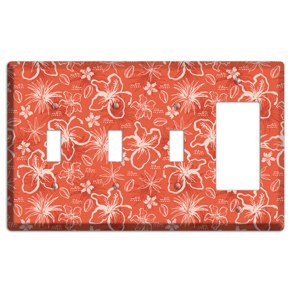 Coral Hibiscus Reverie 3 Toggle / Rocker Wallplate