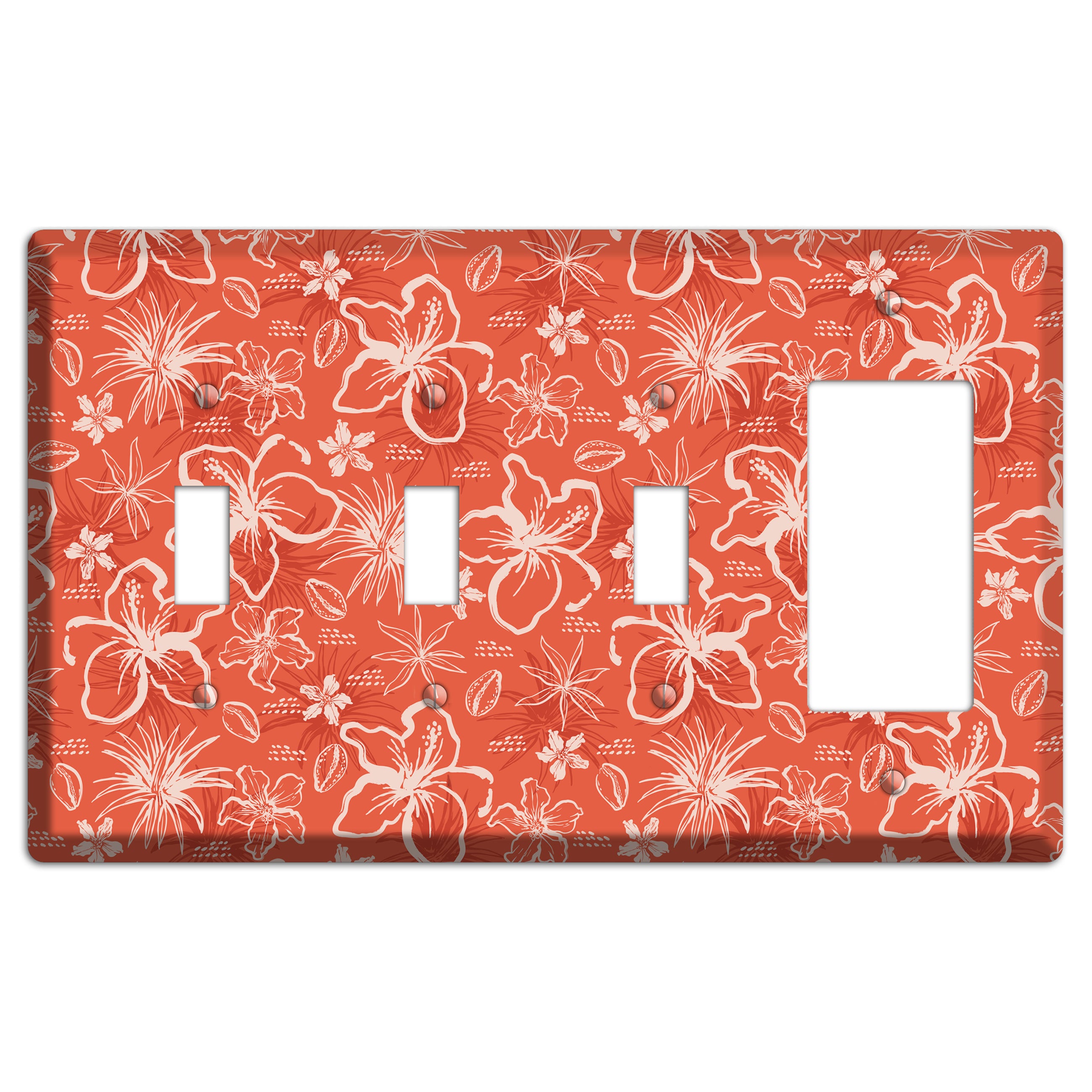 Coral Hibiscus Reverie 3 Toggle / Rocker Wallplate