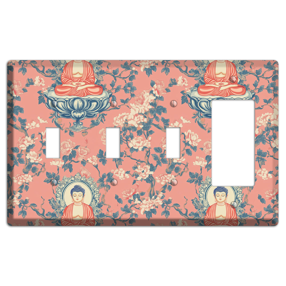 Lotus & Blossom 3 Toggle / Rocker Wallplate