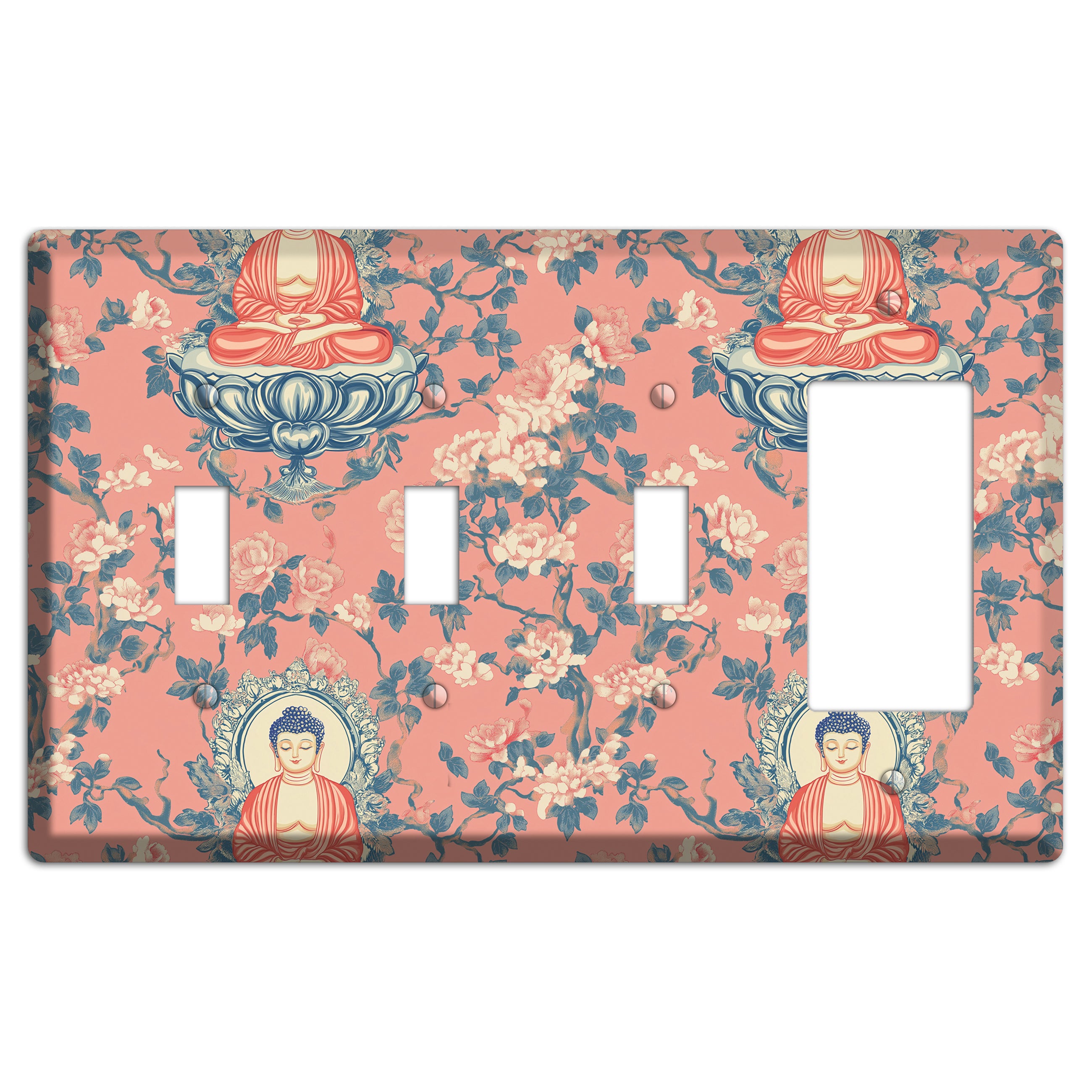 Lotus & Blossom 3 Toggle / Rocker Wallplate