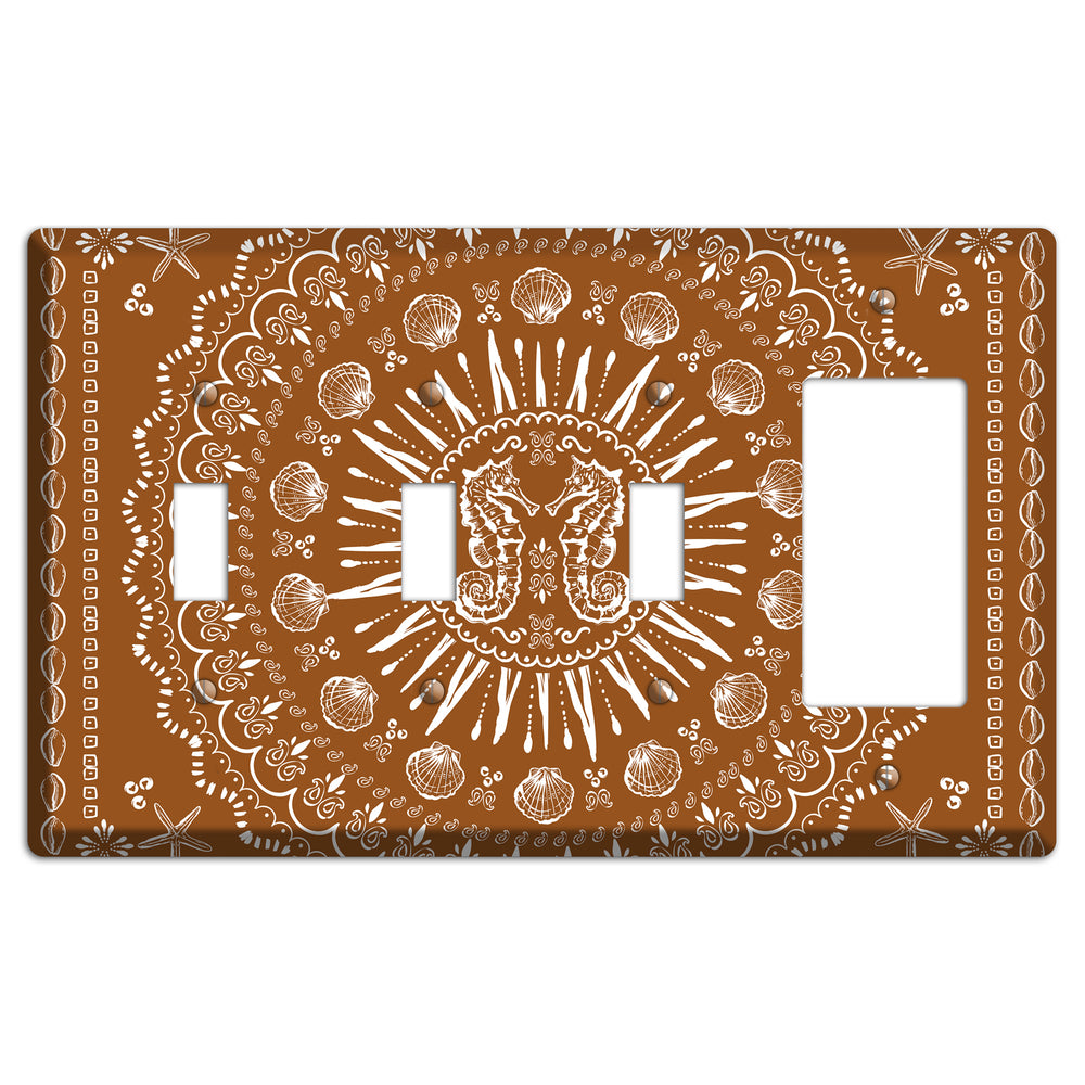 Russet Seahorse Mandala 3 Toggle / Rocker Wallplate